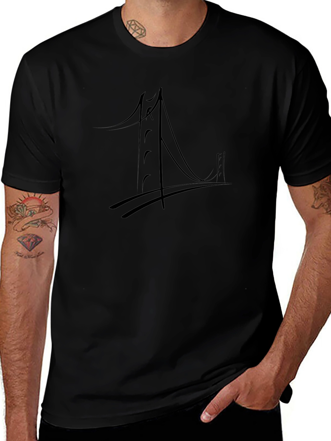 Golden Gate Bridge Mens Black T-Shirt