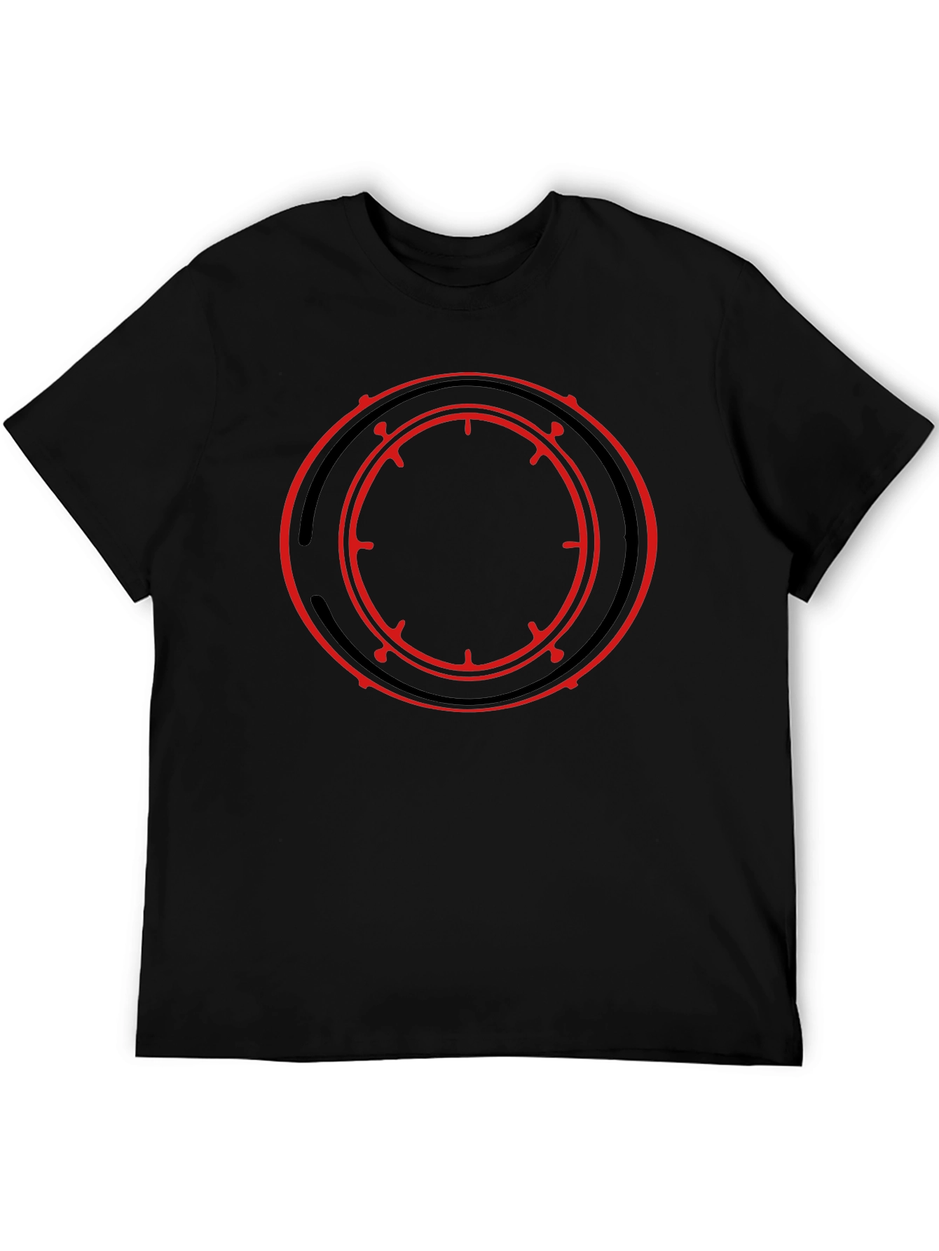Black T-Shirt with Red Circle Graphic