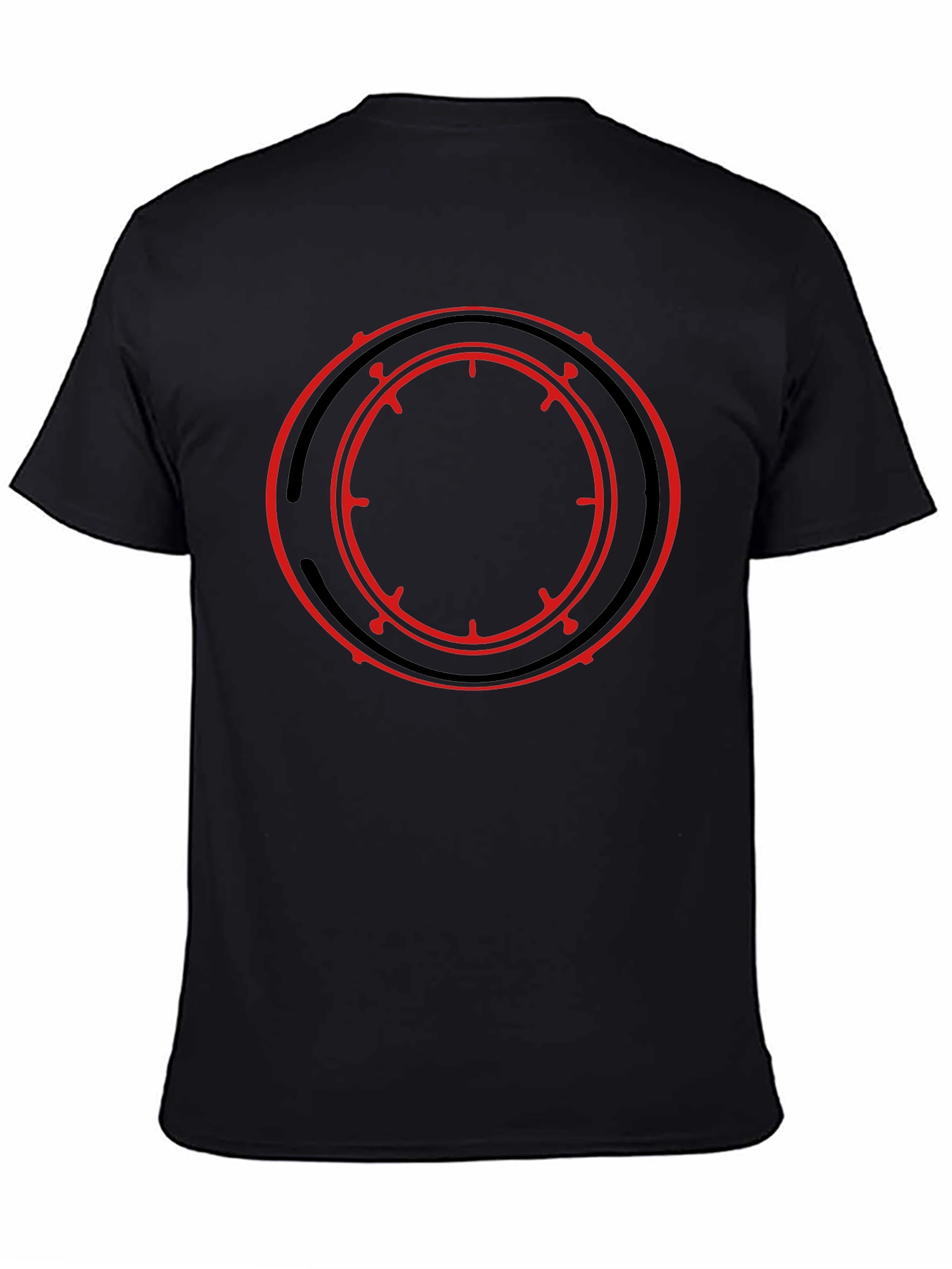 Black T-Shirt with Red Circle Graphic