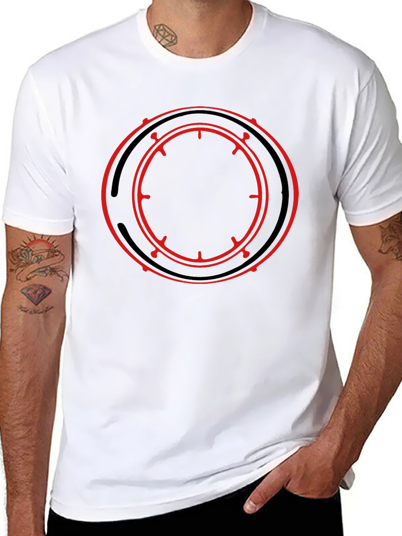 Black T-Shirt with Red Circle Graphic