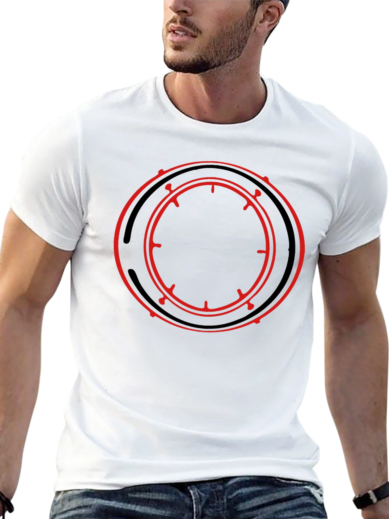 Black T-Shirt with Red Circle Graphic