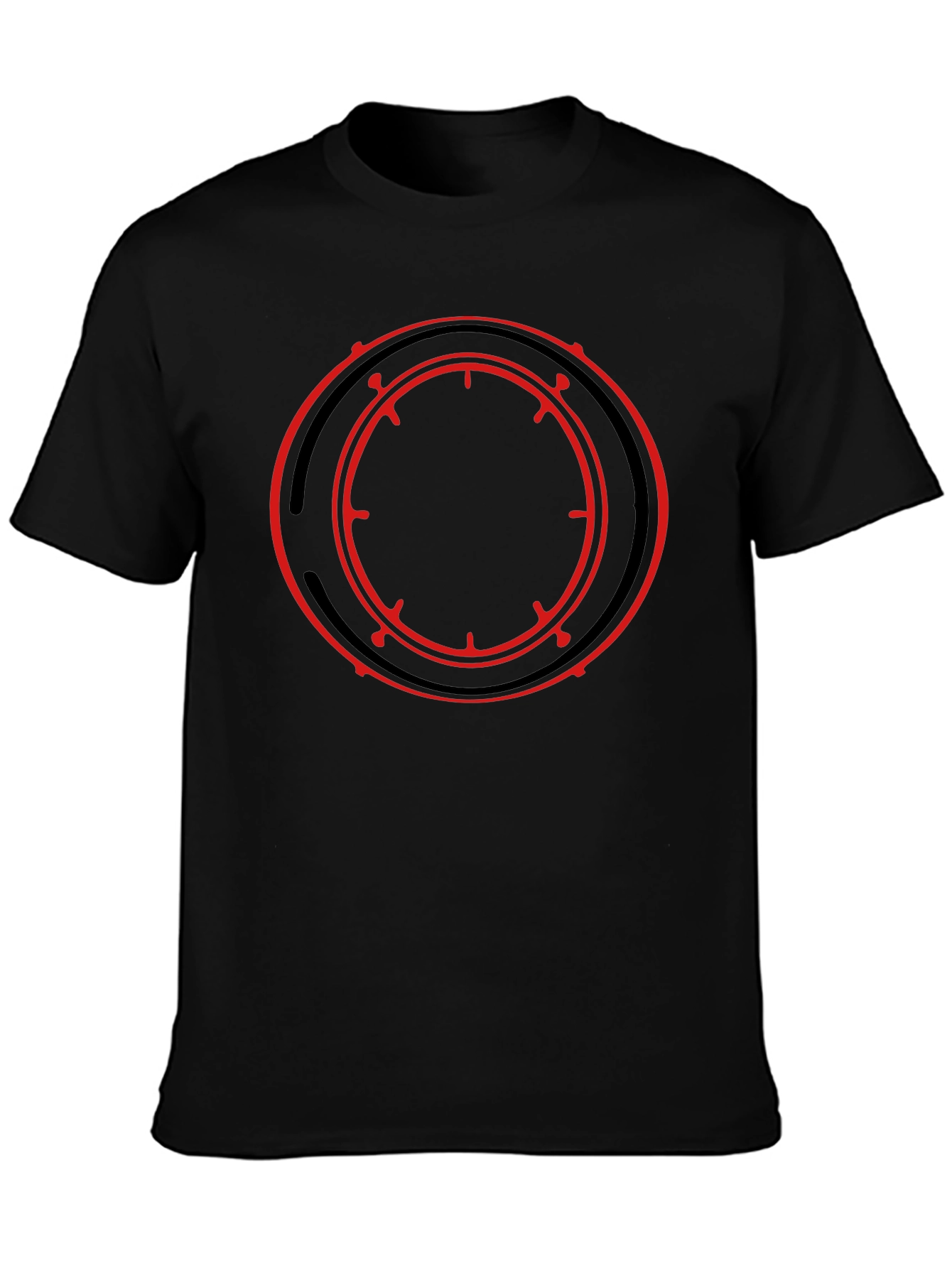 Black T-Shirt with Red Circle Graphic