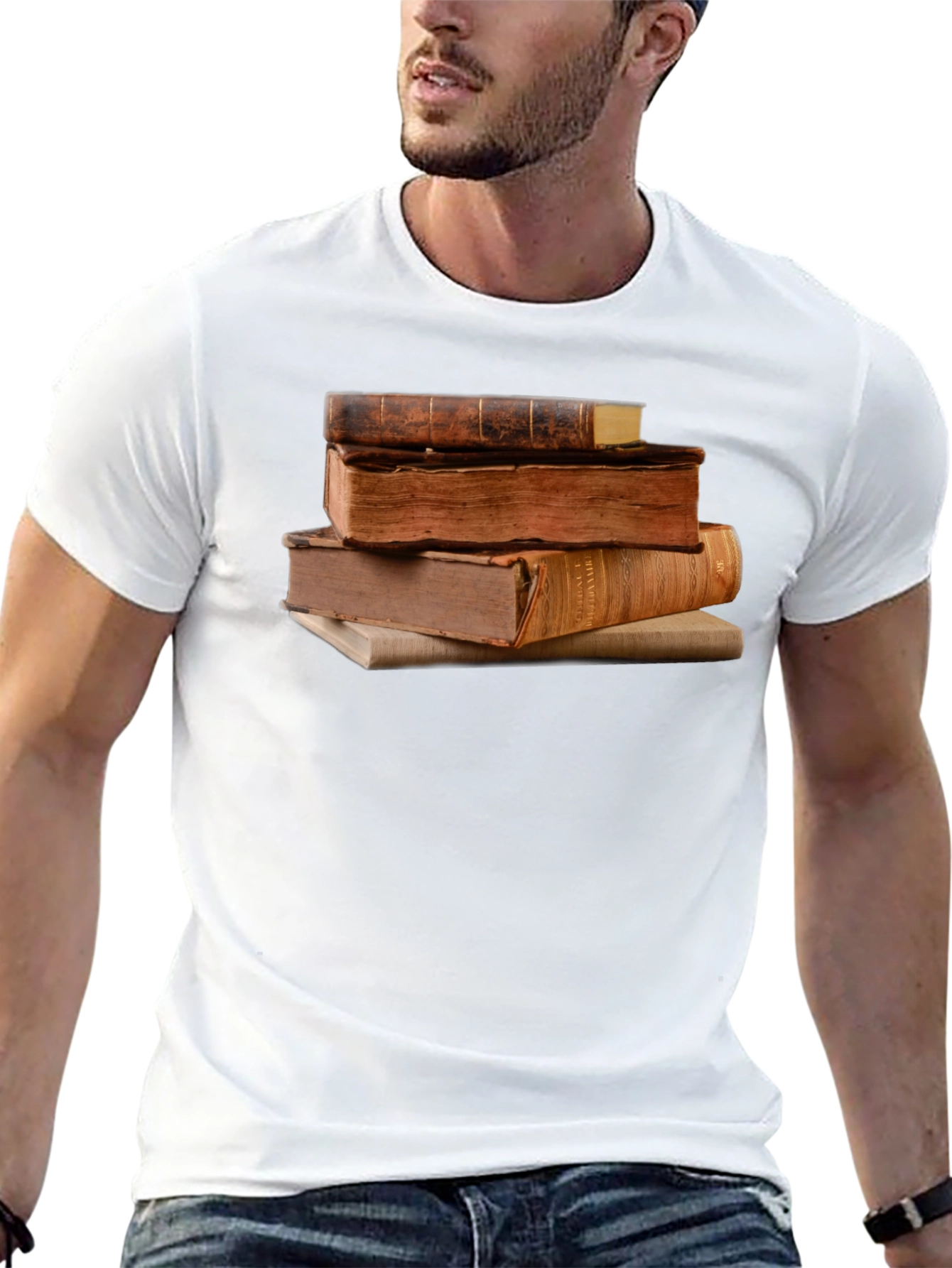 Stacked Books Graphic T-Shirt