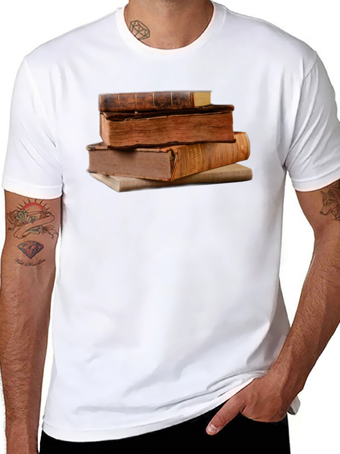 Stacked Books Graphic T-Shirt