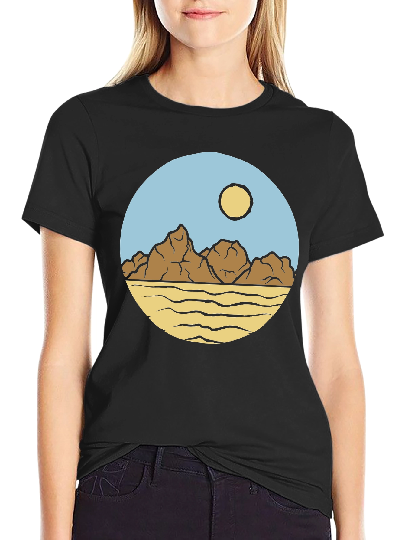 Mountainscape Graphic Print Crew Neck T-Shirt