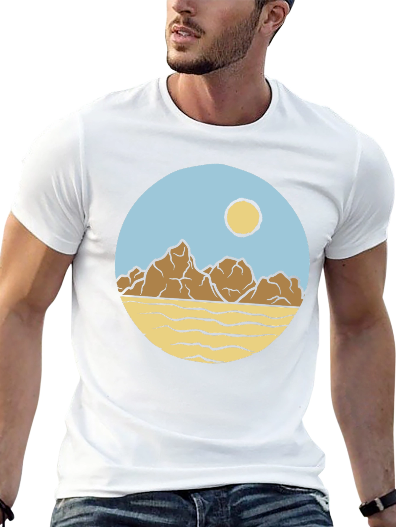 Mountainscape Graphic Print Crew Neck T-Shirt