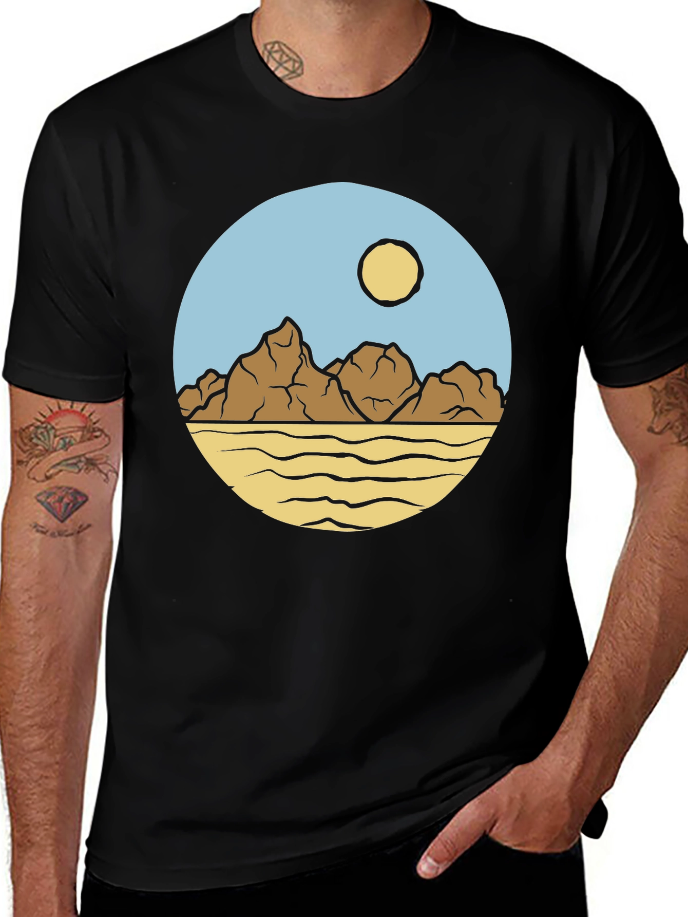 Mountainscape Graphic Print Crew Neck T-Shirt