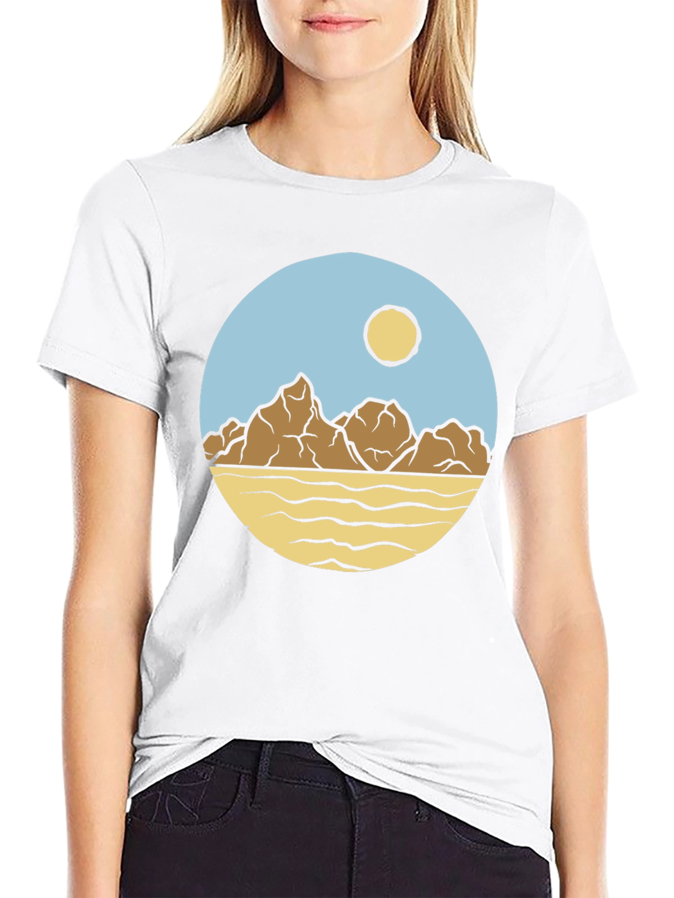 Mountainscape Graphic Print Crew Neck T-Shirt