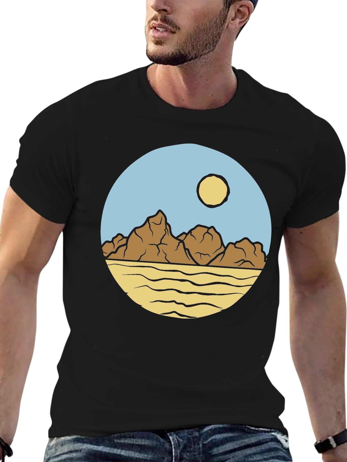 Mountainscape Graphic Print Crew Neck T-Shirt