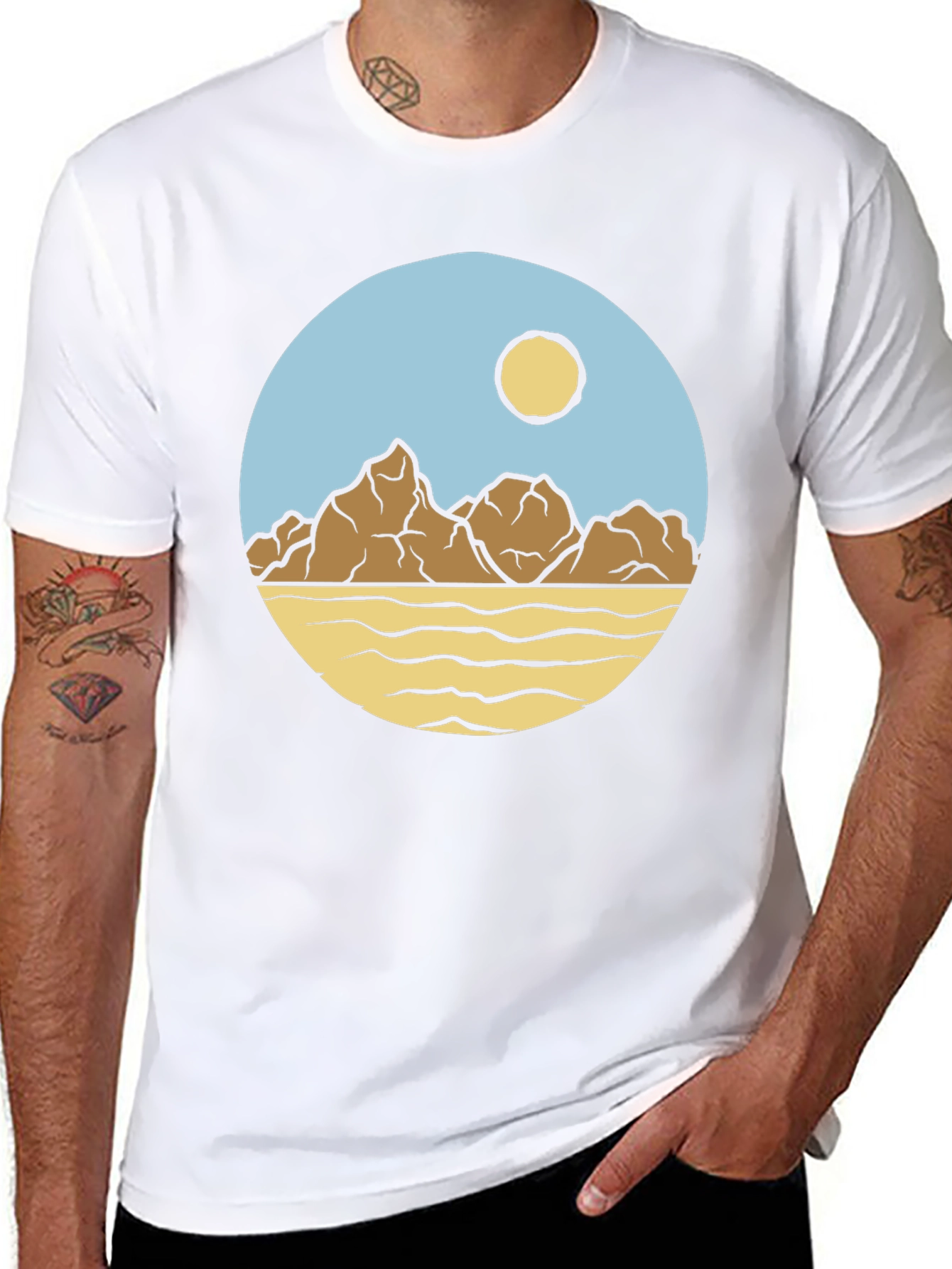 Mountainscape Graphic Print Crew Neck T-Shirt