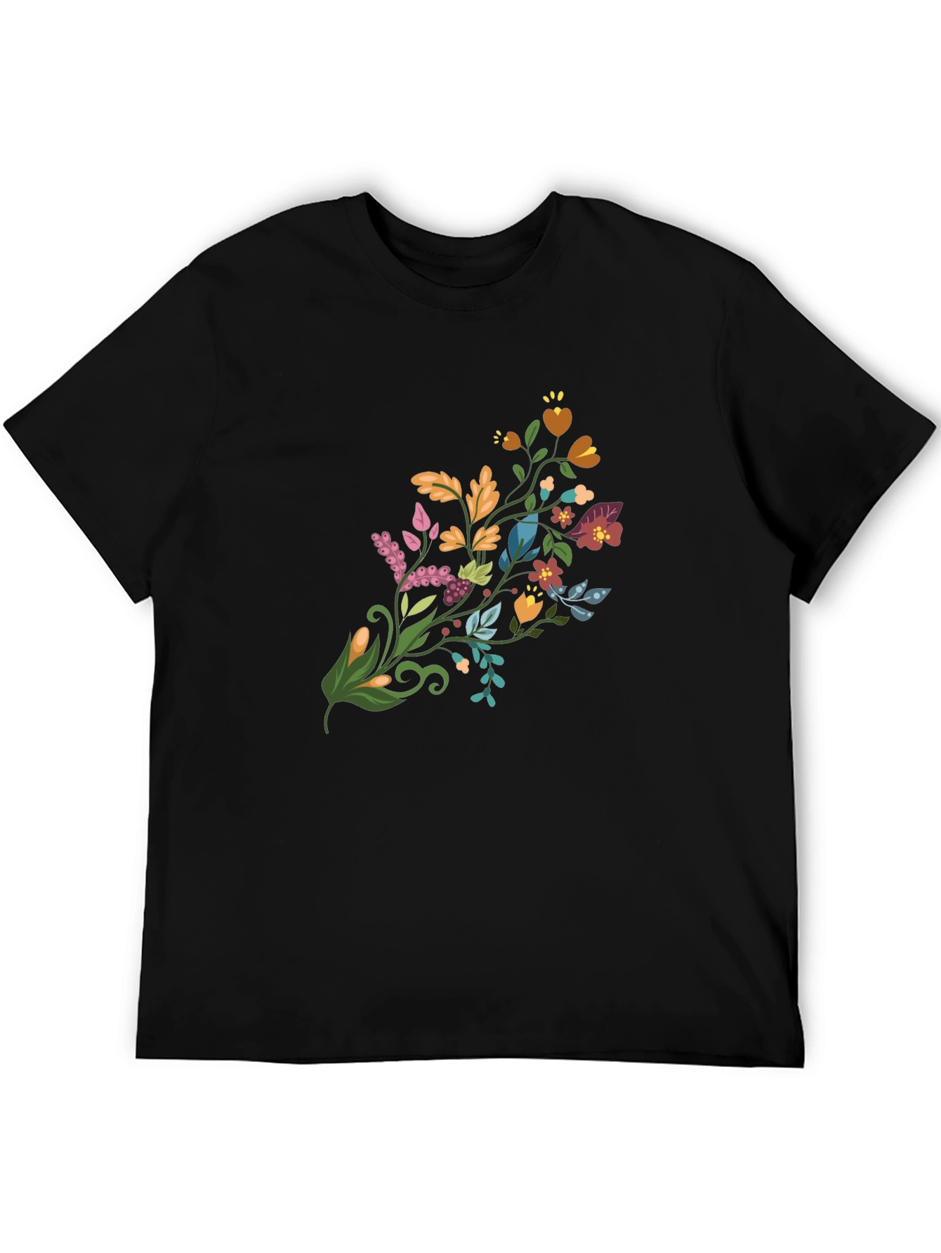 Floral Bouquet Graphic Black T-Shirt