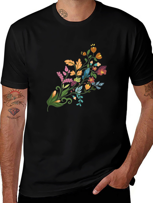 Floral Bouquet Graphic Black T-Shirt