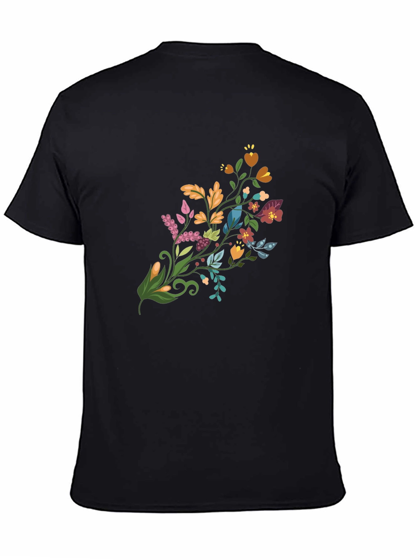 Floral Bouquet Graphic Black T-Shirt