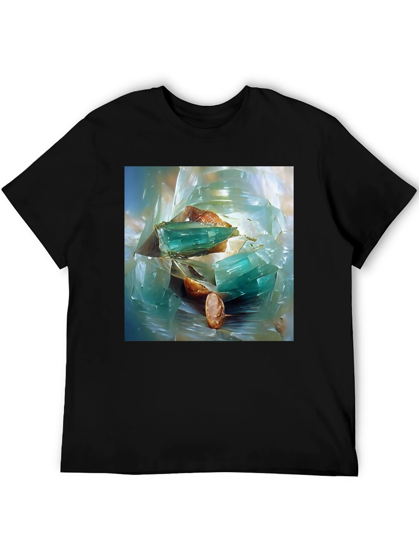 Abstract Gemstone Print Black T-Shirt