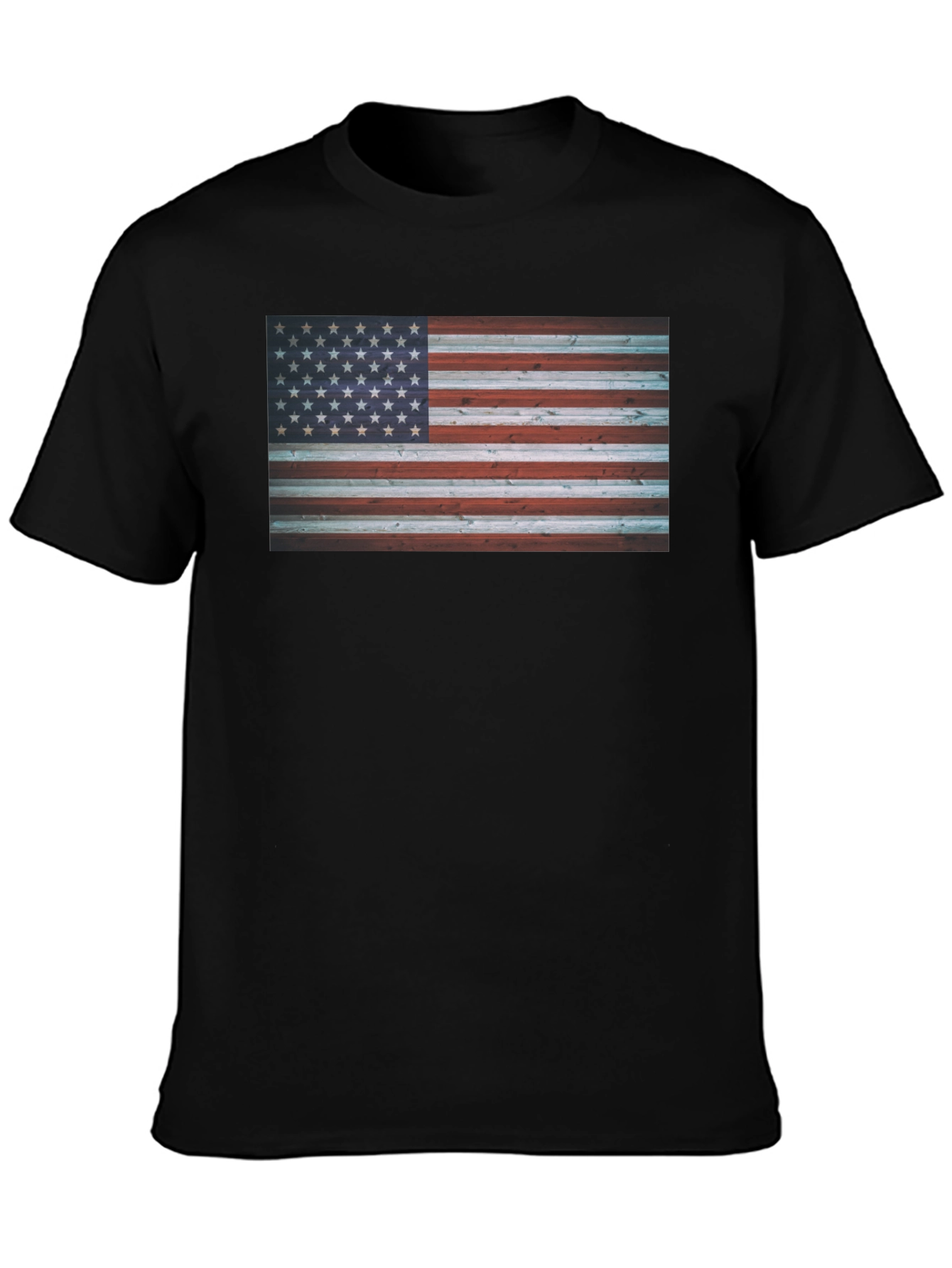 American Flag Wood Texture Graphic Tee