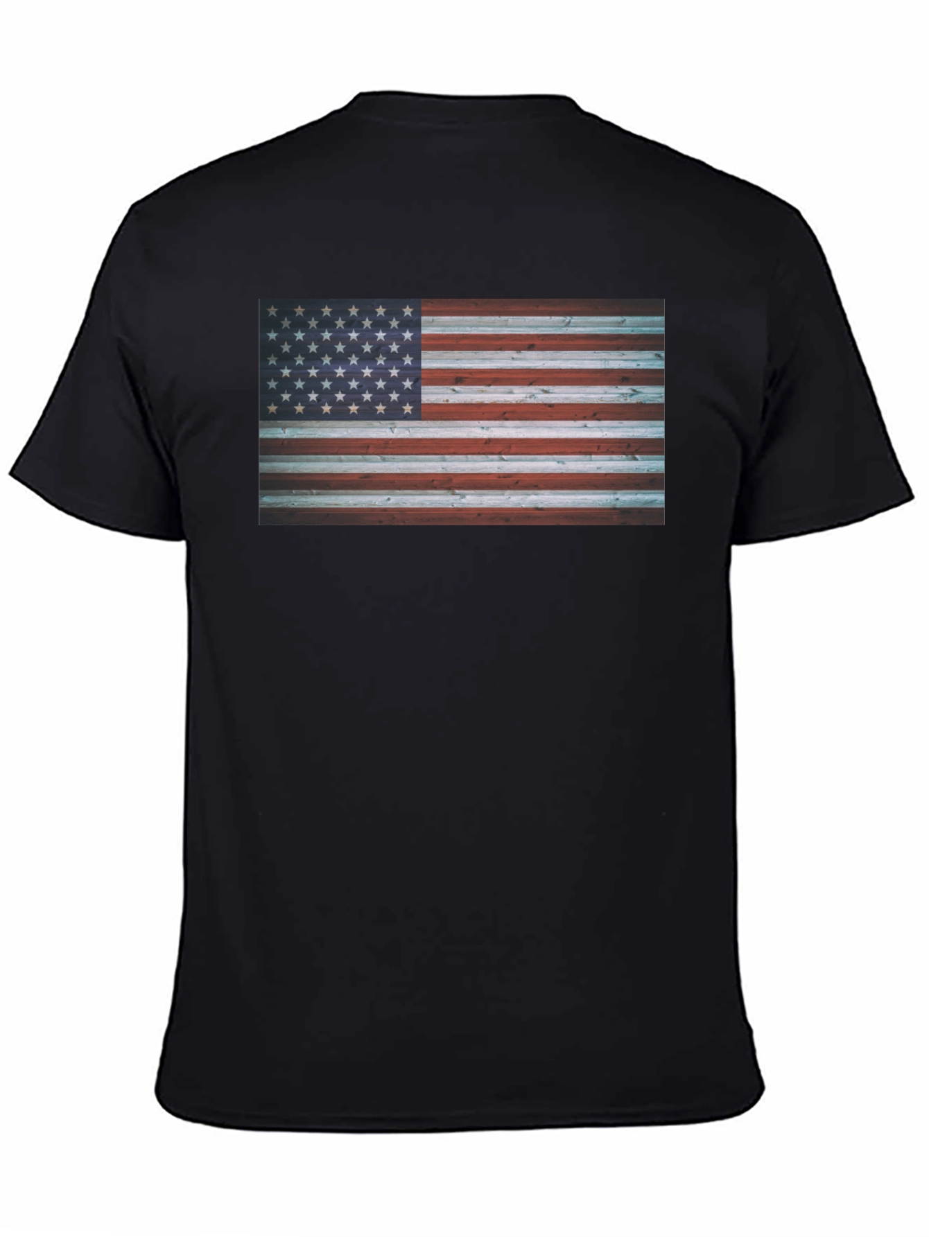 American Flag Wood Texture Graphic Tee