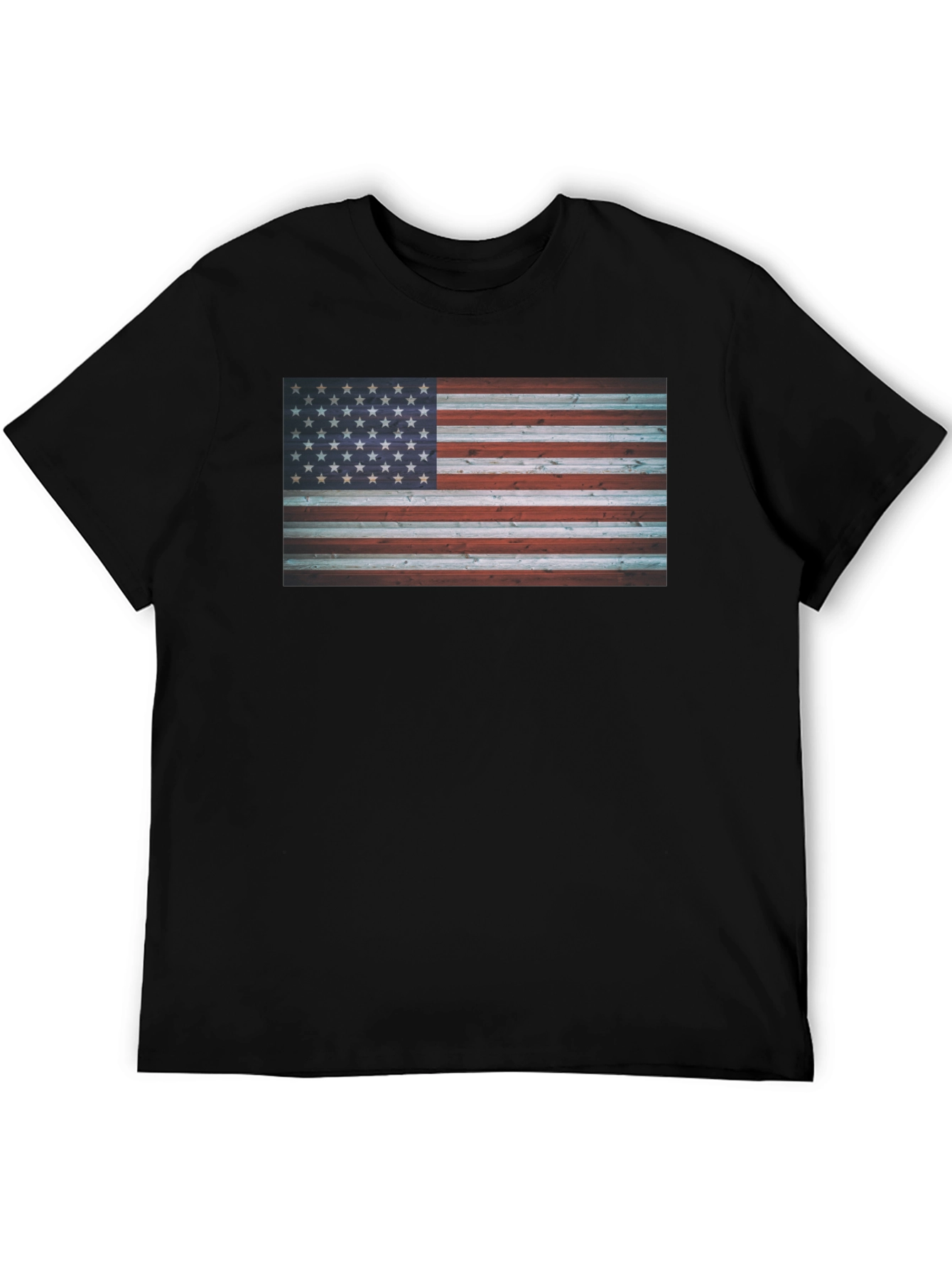 American Flag Wood Texture Graphic Tee