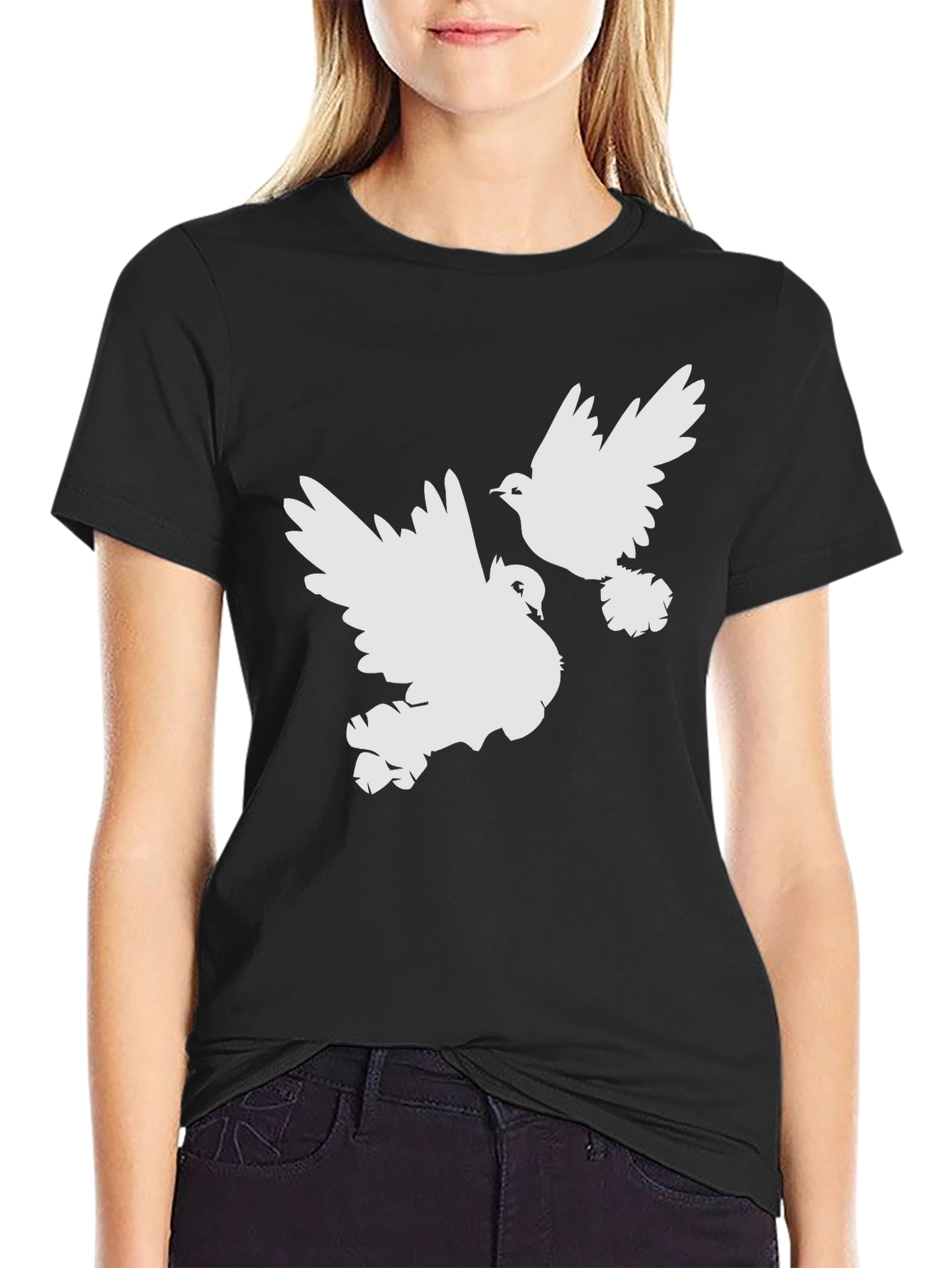 Doves Graphic Tee - Black Cotton Comfort