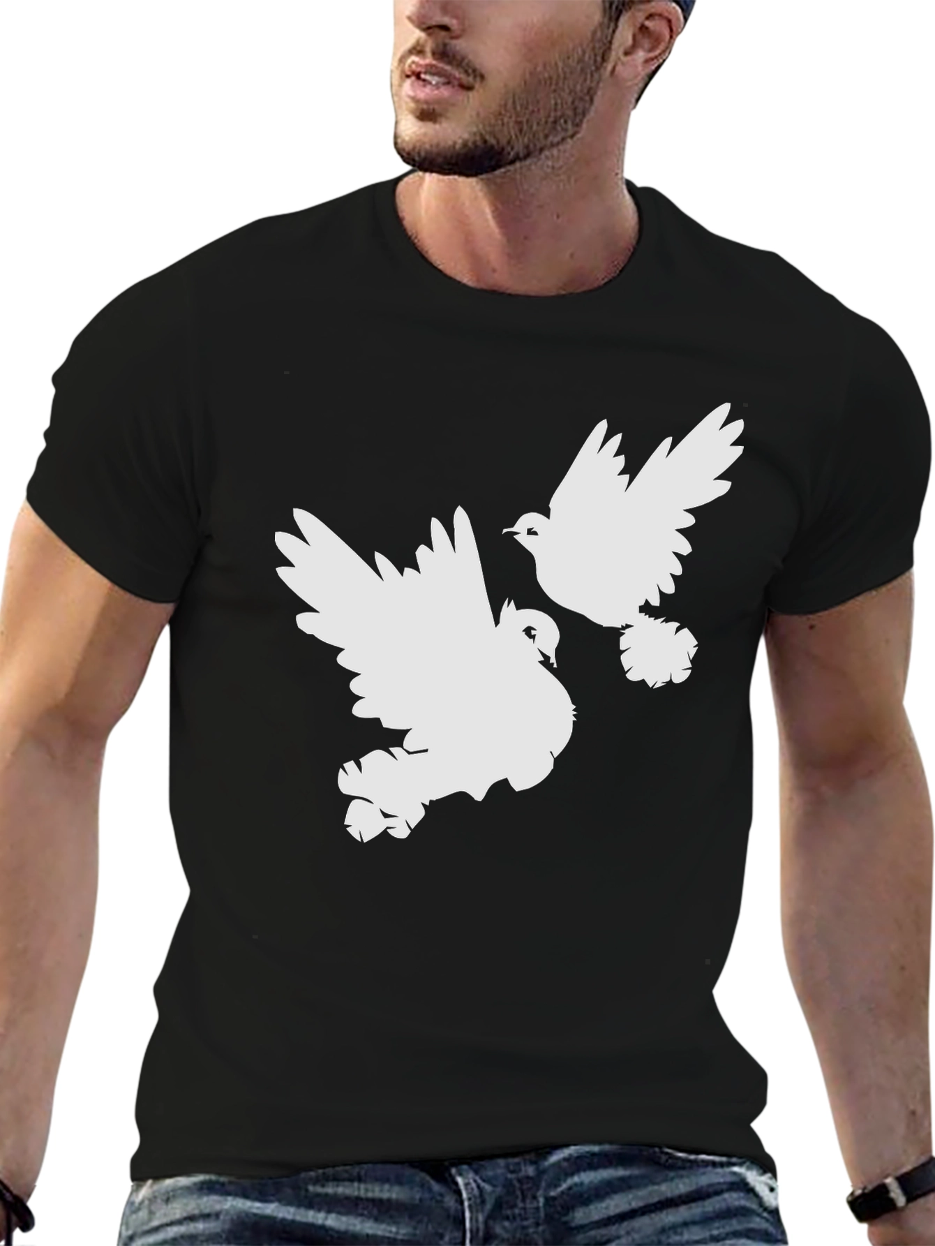 Doves Graphic Tee - Black Cotton Comfort