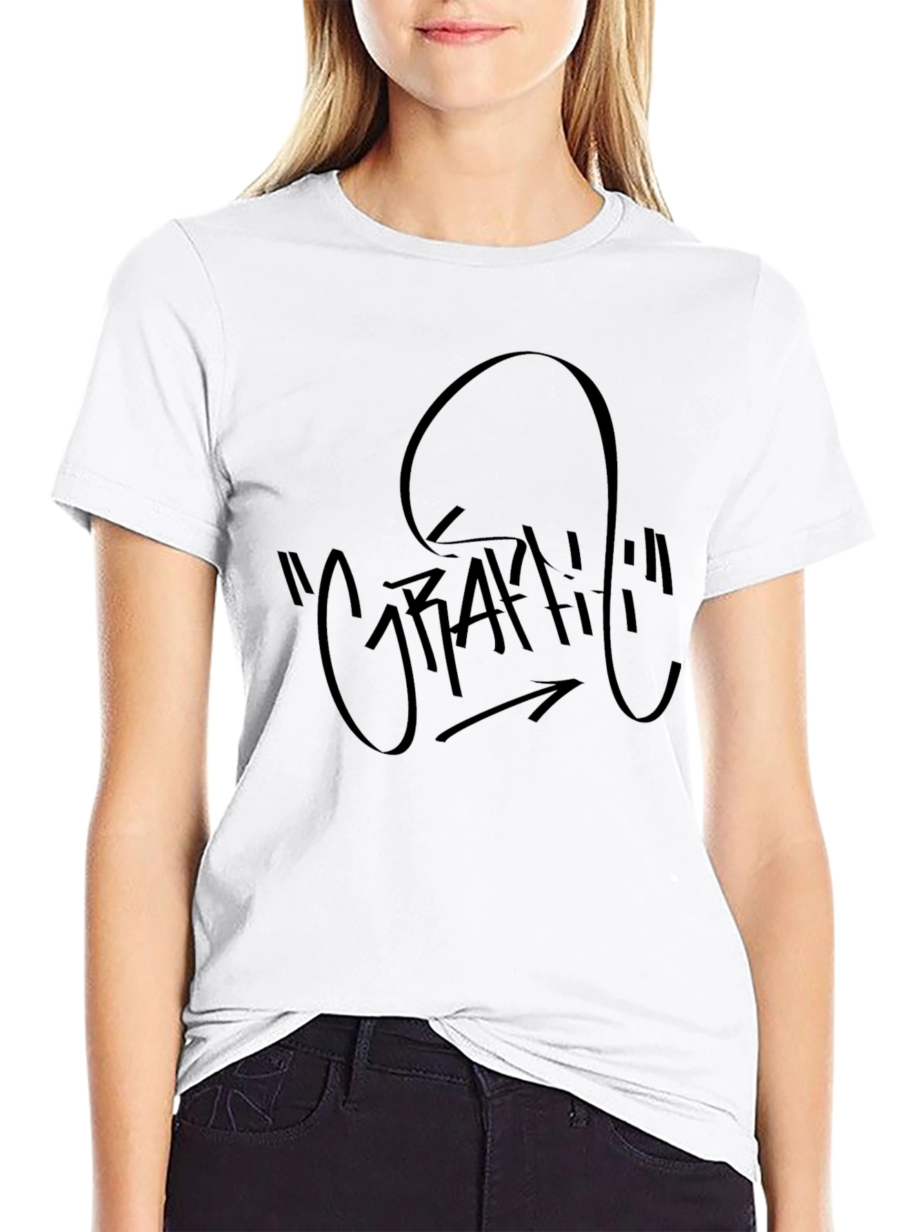 Mens Black Graffiti Graphic Print T-Shirt