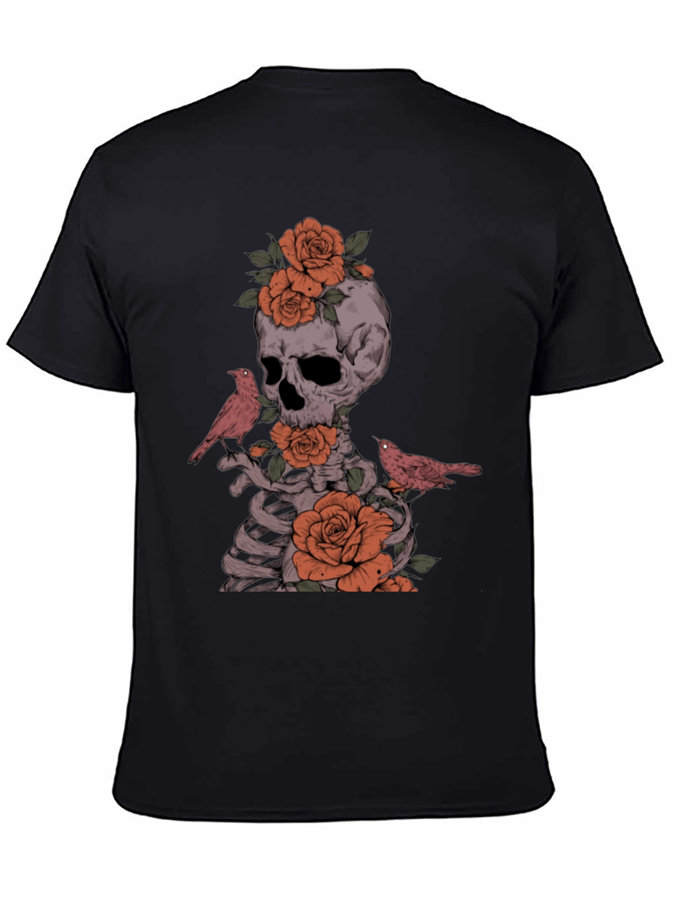 Skull Roses and Birds Graphic Tee