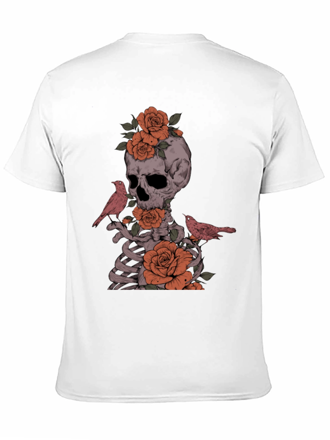 Skull Roses and Birds Graphic Tee