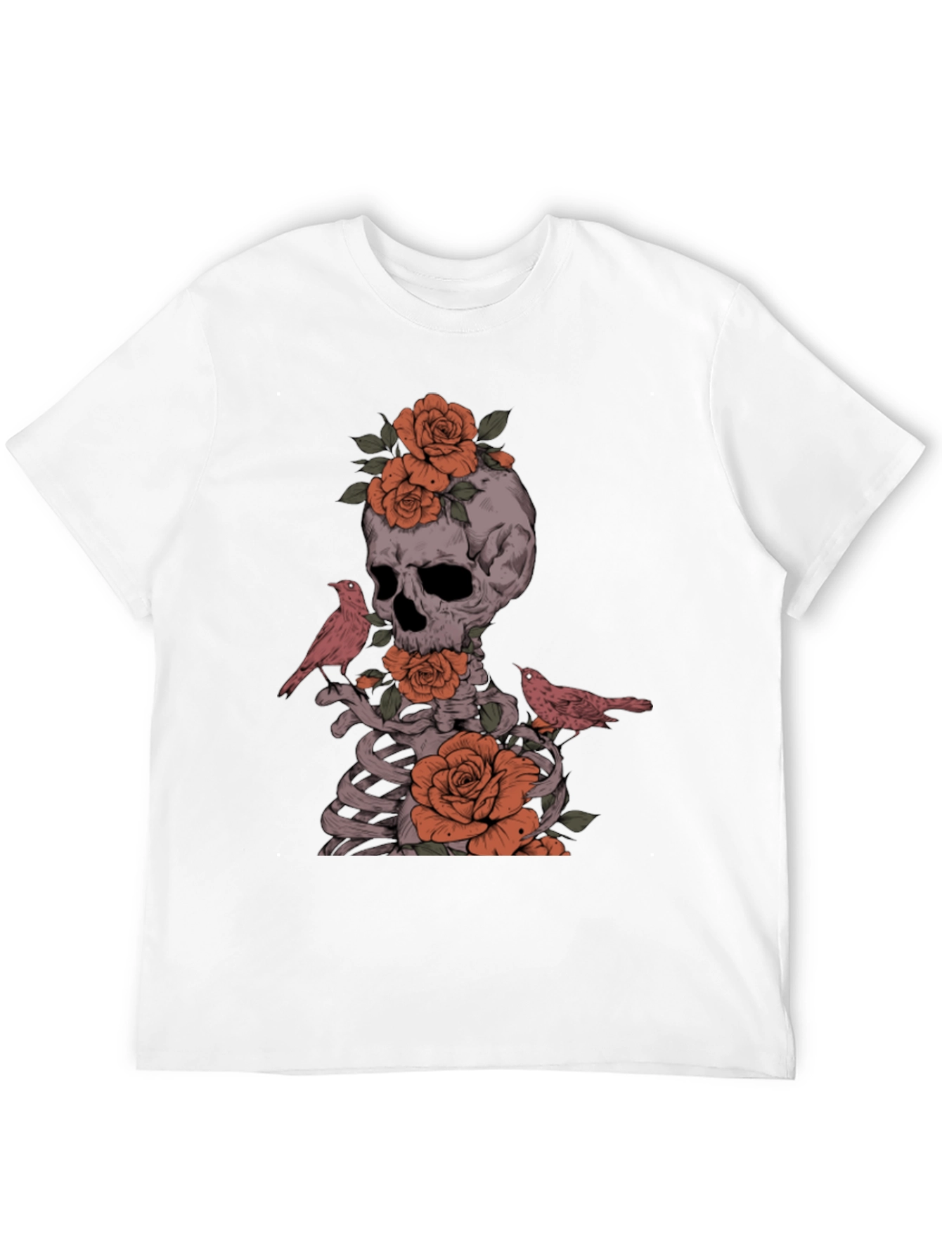 Skull Roses and Birds Graphic Tee