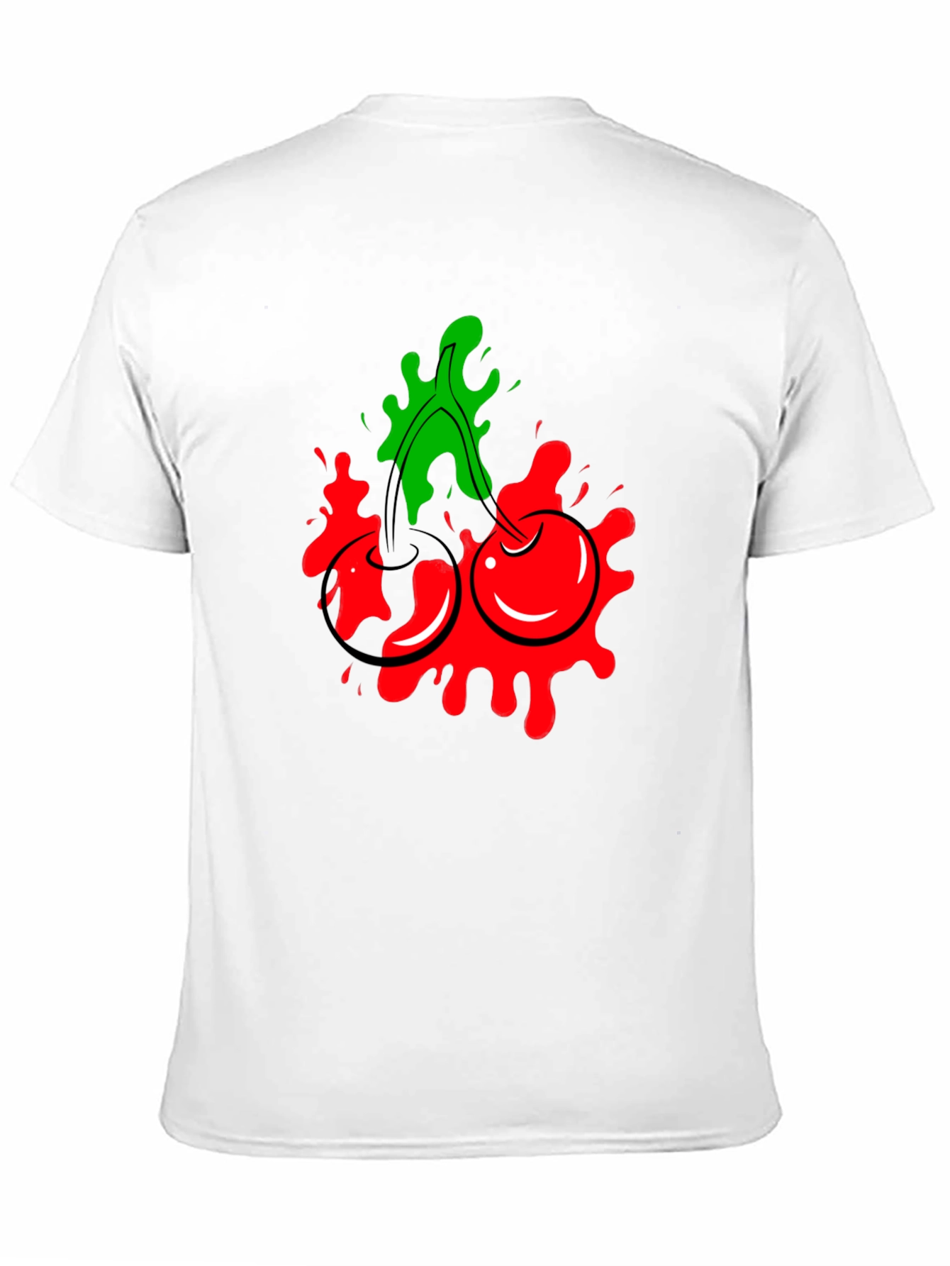 Cherry Splash Graphic Tee - Cool Black T-Shirt