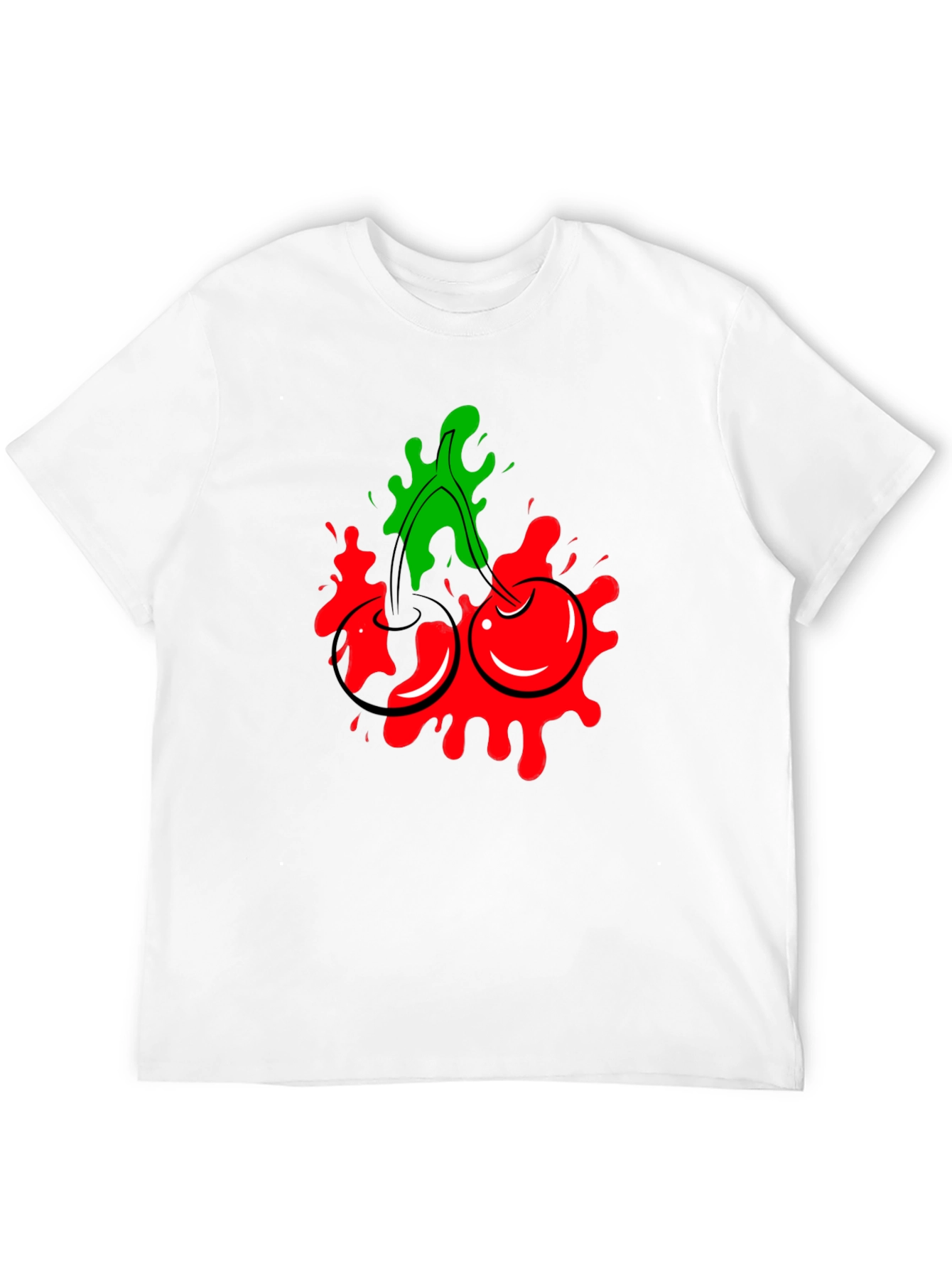 Cherry Splash Graphic Tee - Cool Black T-Shirt