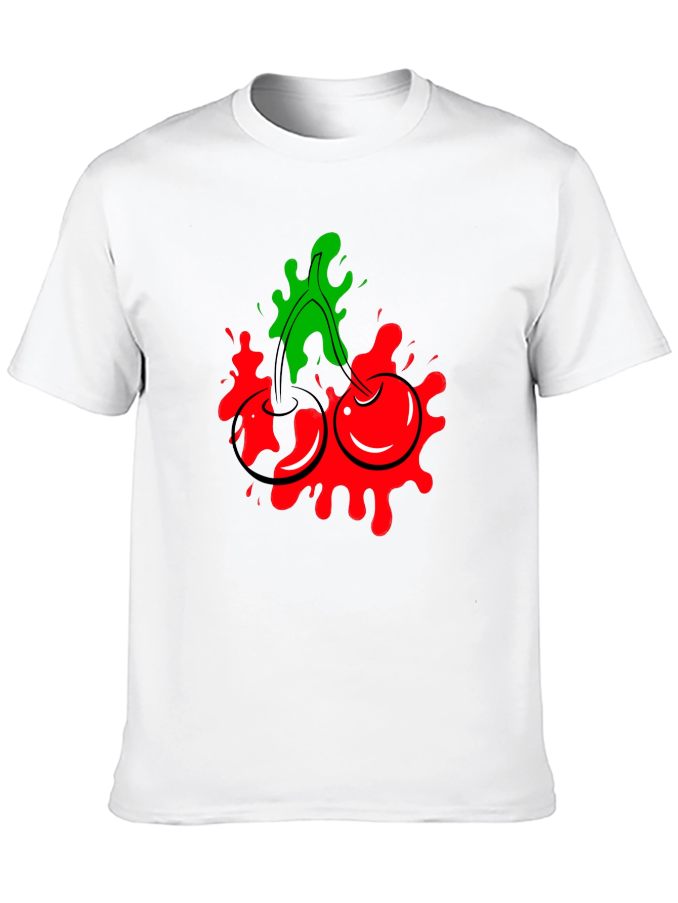 Cherry Splash Graphic Tee - Cool Black T-Shirt