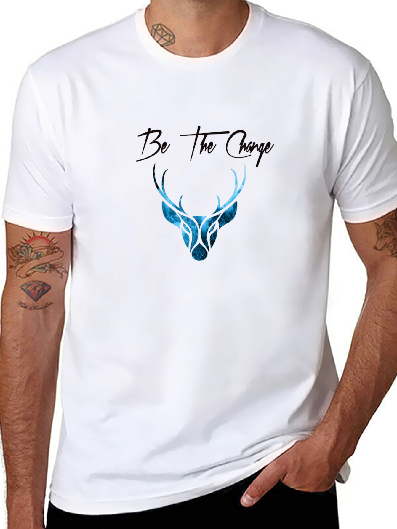 Be The Change Deer Graphic Black T-Shirt