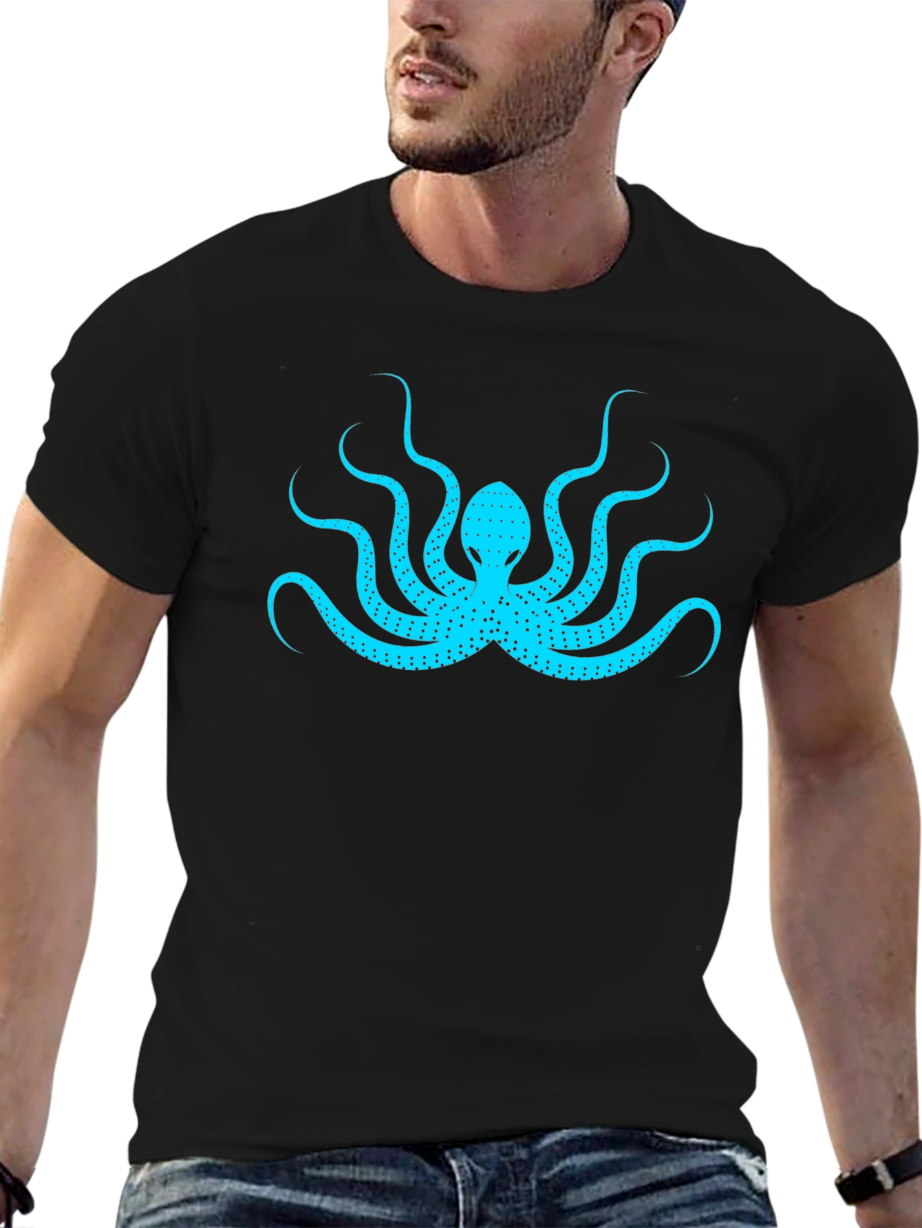 Cool Octopus Graphic Black T-Shirt