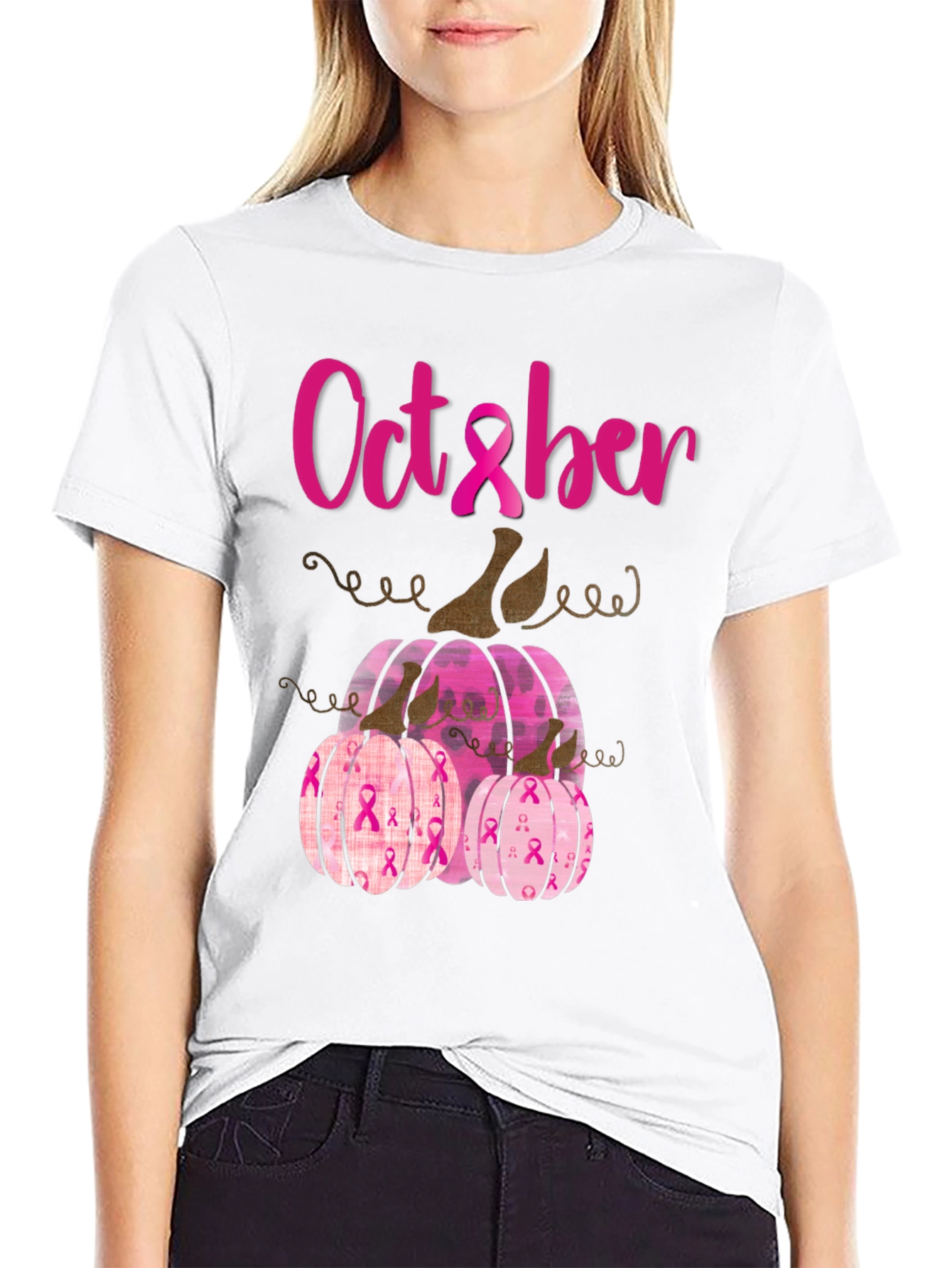October Breast Cancer Awareness Pumpkins T-Shirt