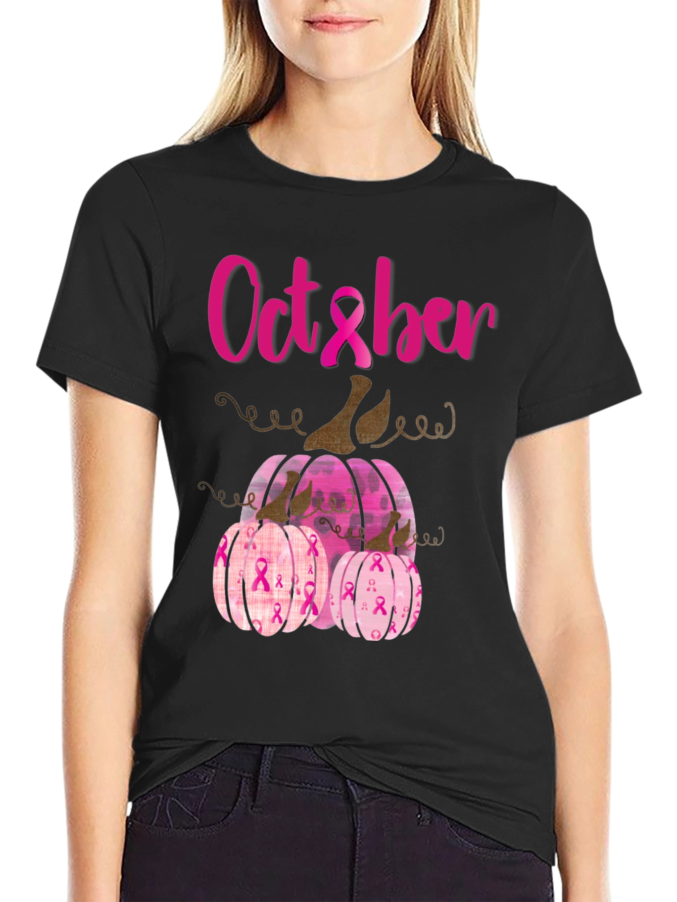 October Breast Cancer Awareness Pumpkins T-Shirt