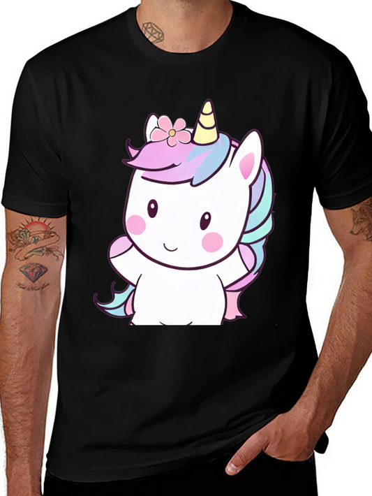 Cute Unicorn Graphic Tee - Mens Black T-Shirt