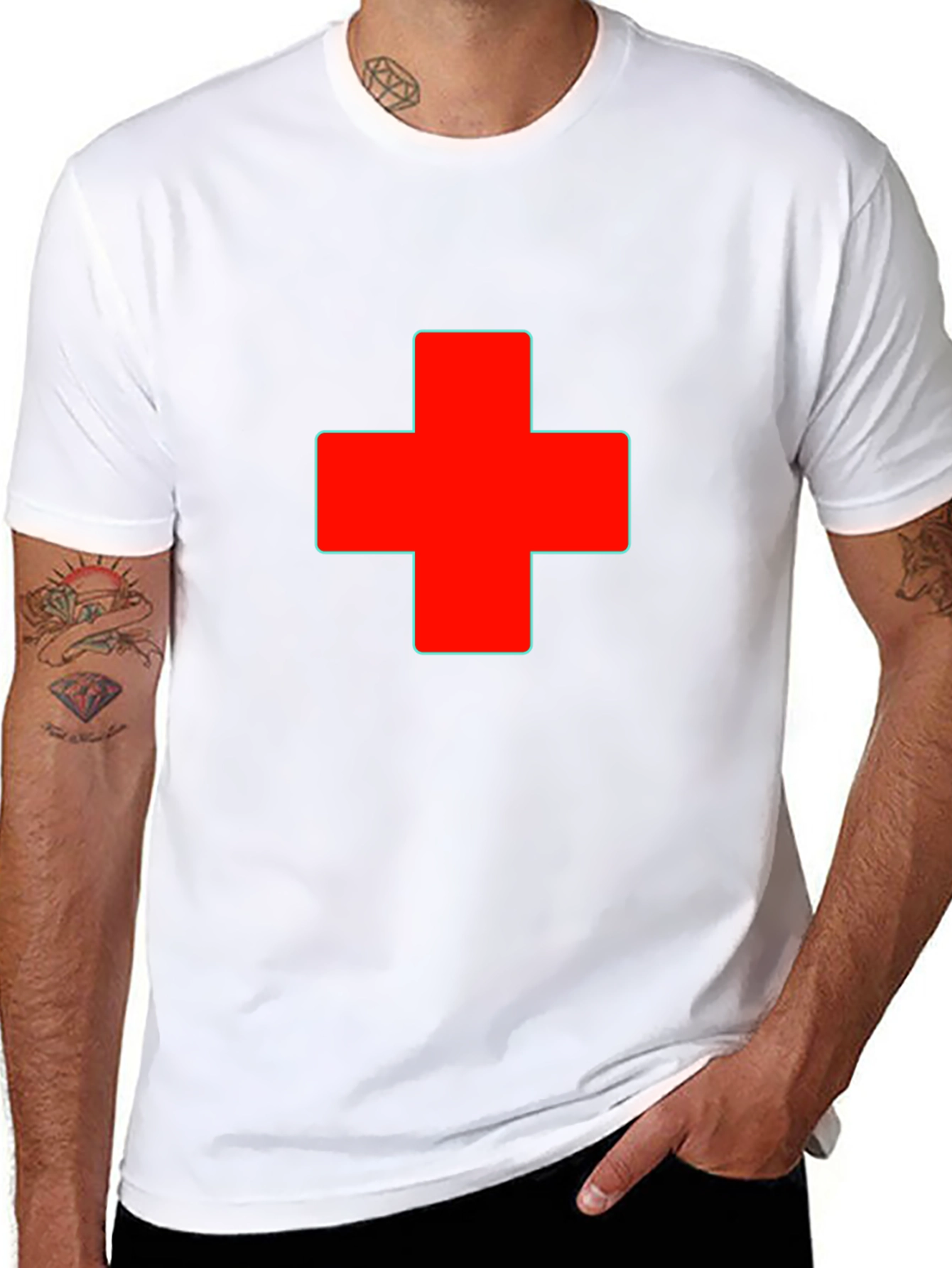 Red Cross Graphic Black T-Shirt
