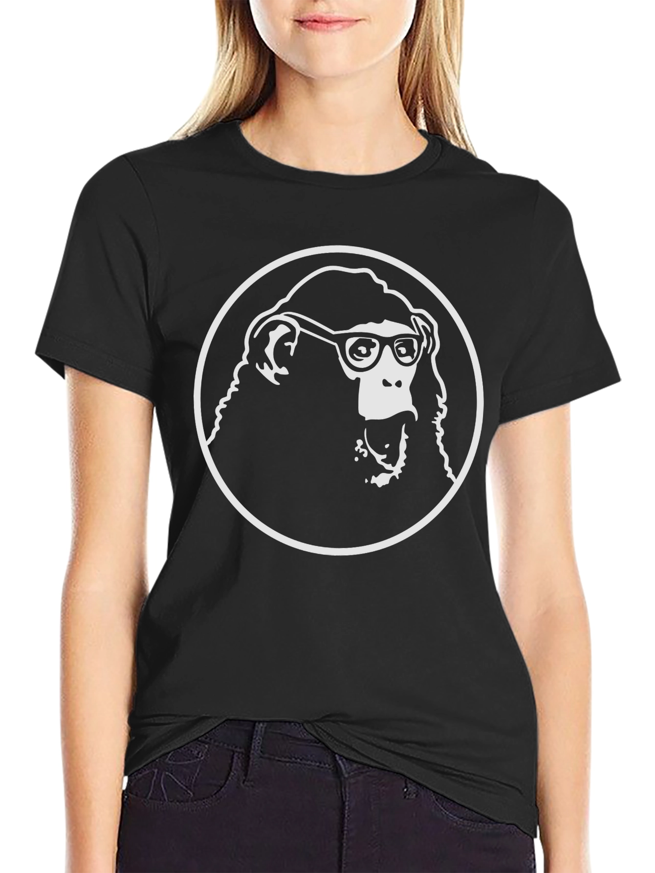 Funny Monkey Graphic Tee - Black Cotton T-Shirt