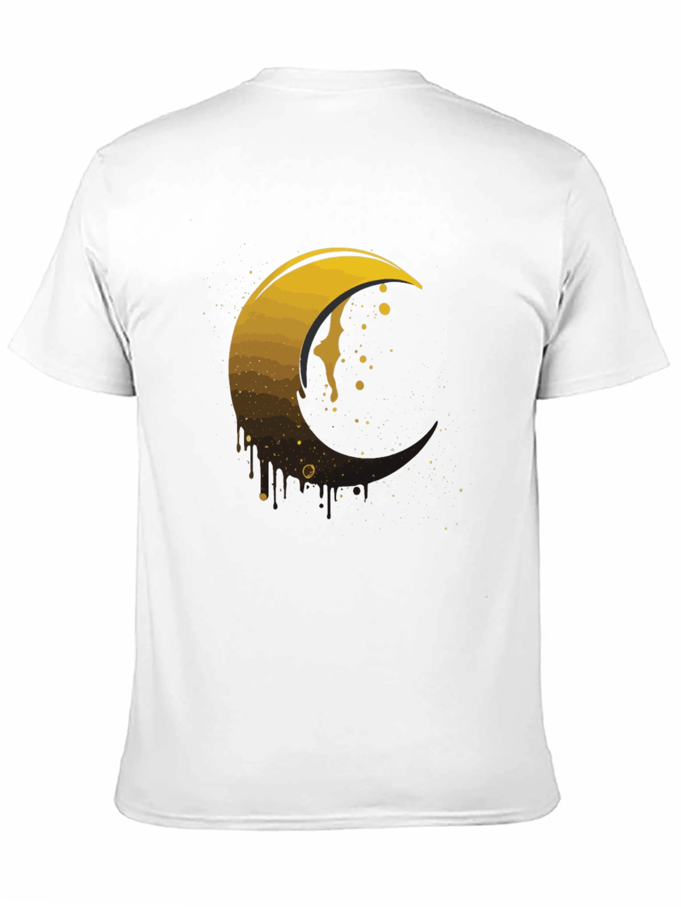 Golden Crescent Moon Graphic Tee - Modern Mens T-Shirt
