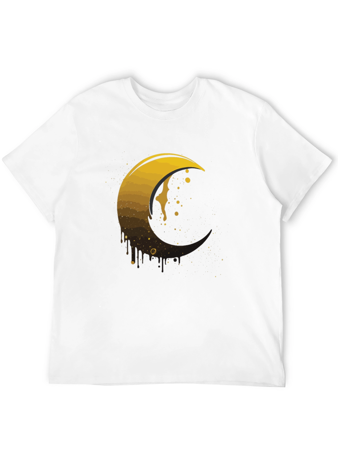Golden Crescent Moon Graphic Tee - Modern Mens T-Shirt