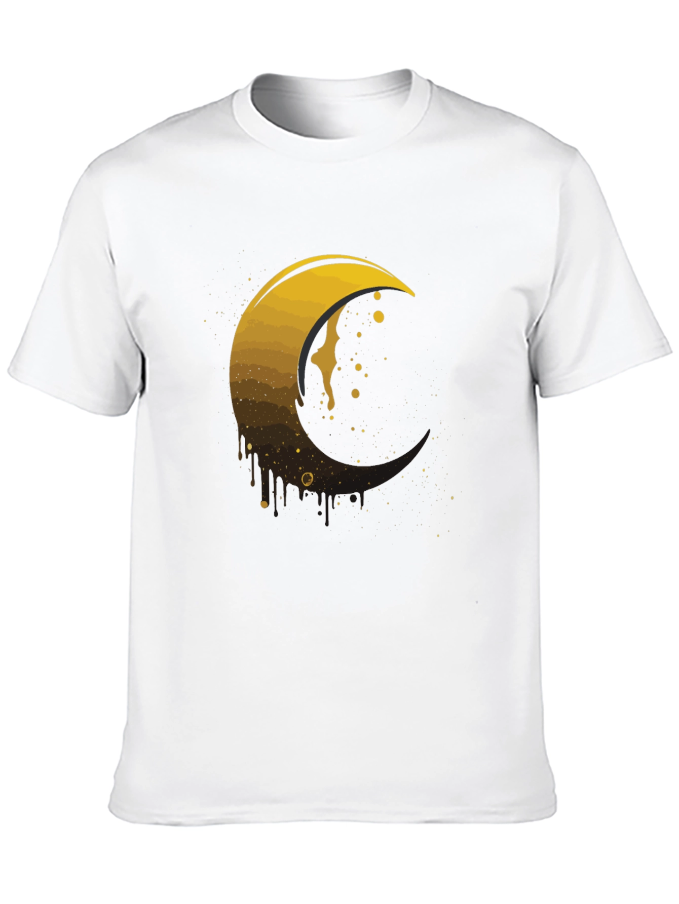 Golden Crescent Moon Graphic Tee - Modern Mens T-Shirt