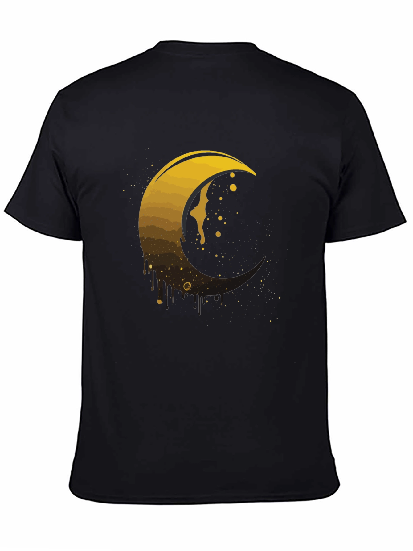 Golden Crescent Moon Graphic Tee - Modern Mens T-Shirt