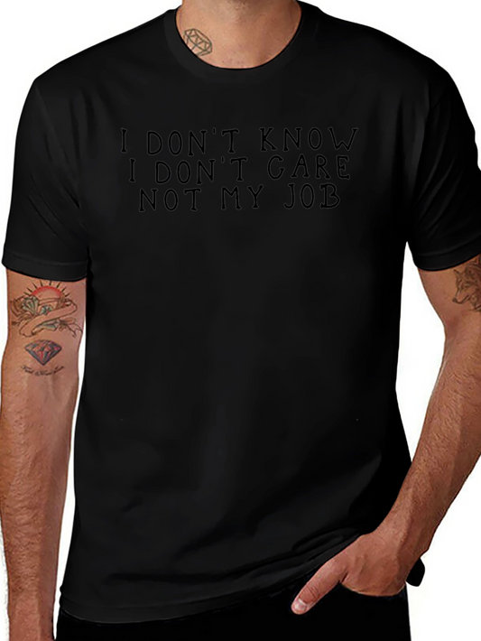 Humorous I Dont Care Graphic Tee - Mens Black T-Shirt