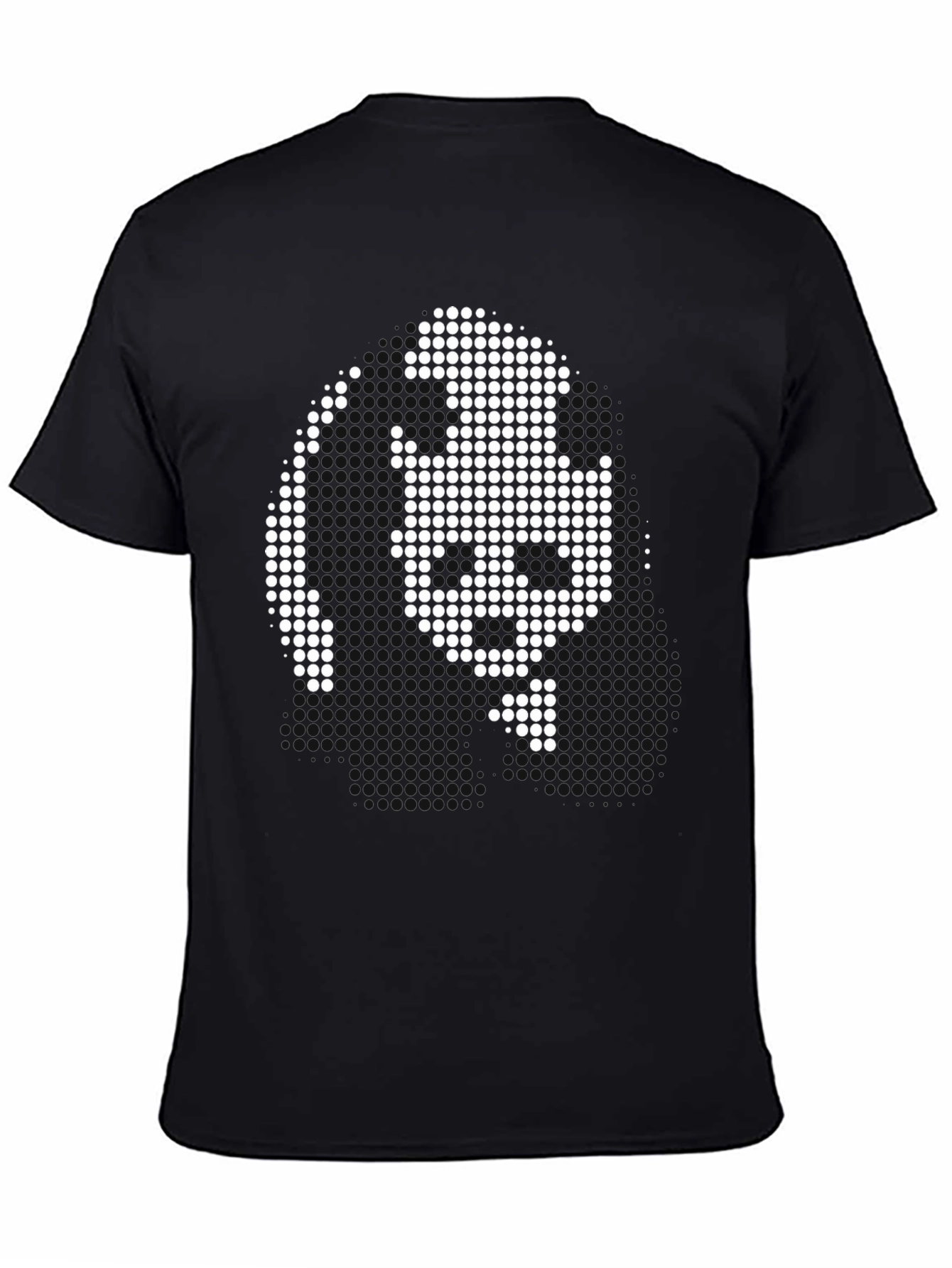 Pixel Art Face Graphic Black T-Shirt