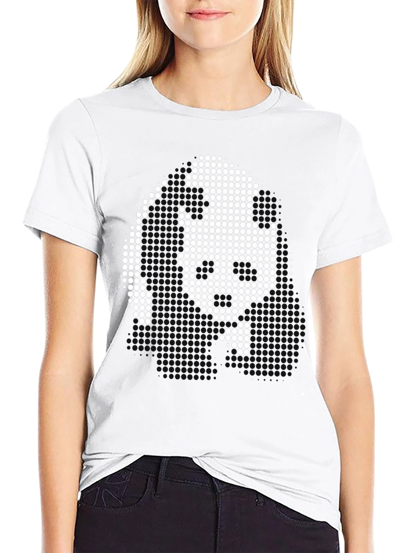 Pixel Art Face Graphic Black T-Shirt