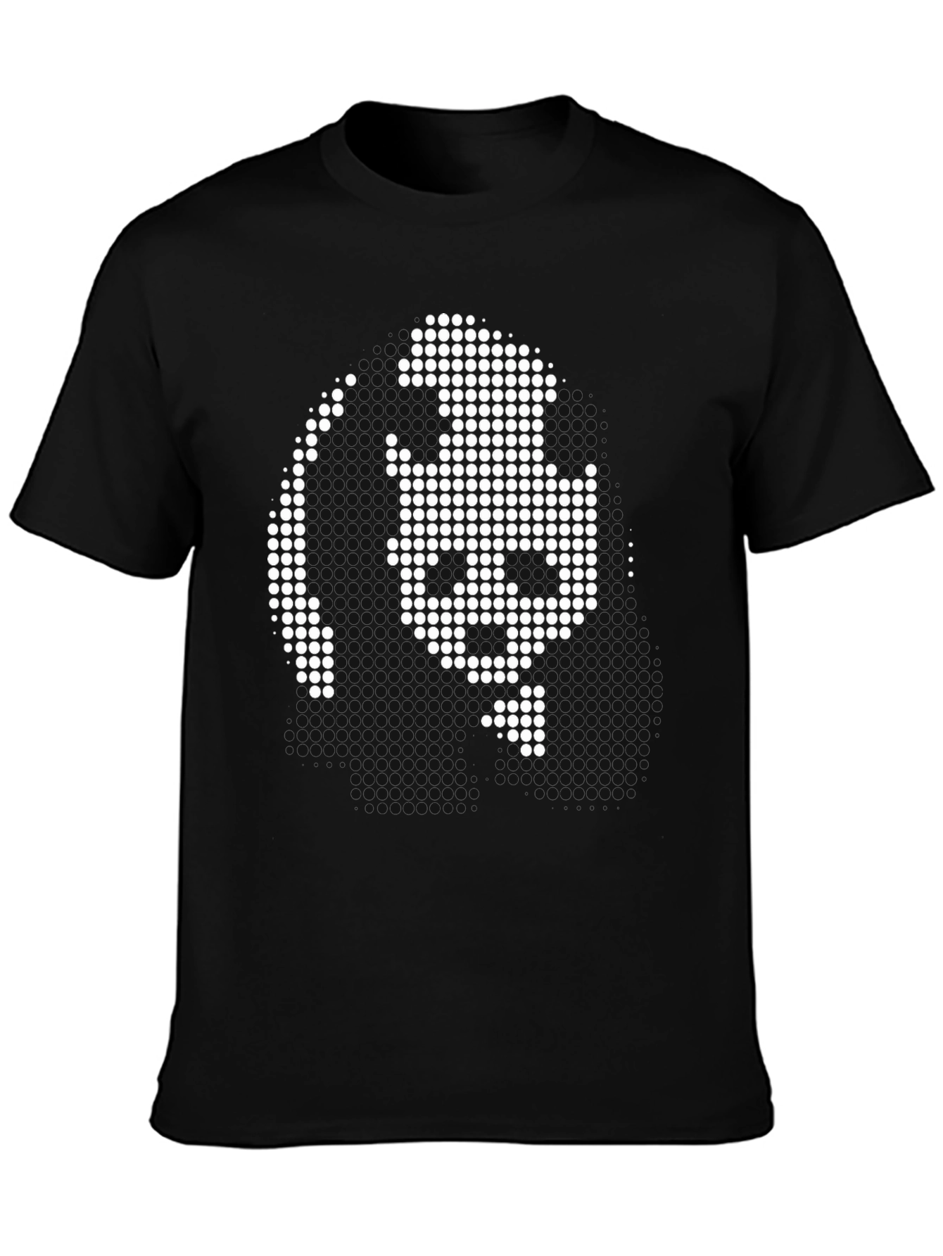 Pixel Art Face Graphic Black T-Shirt