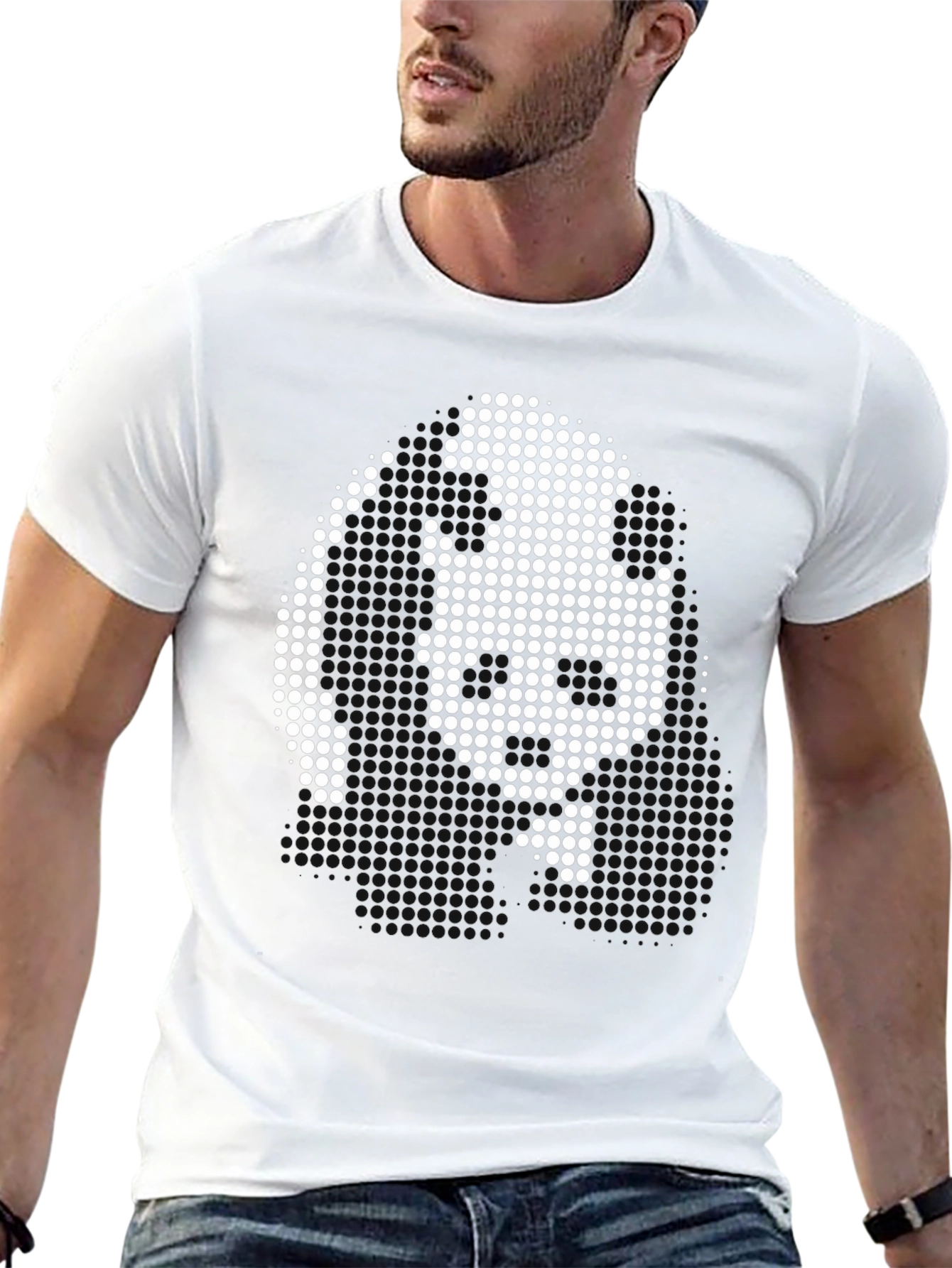 Pixel Art Face Graphic Black T-Shirt