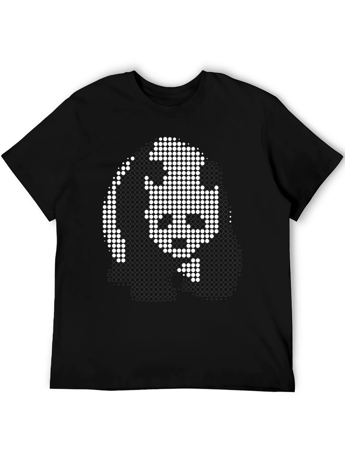 Pixel Art Face Graphic Black T-Shirt