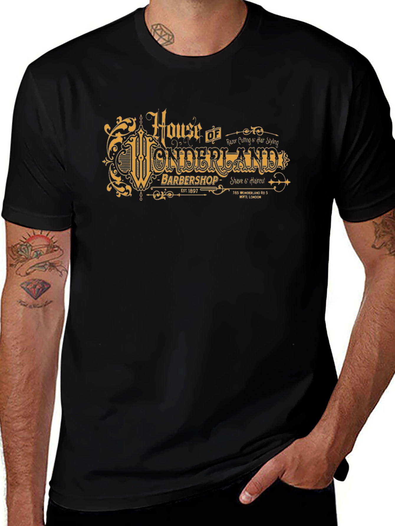 House of Wonderland Barbershop Black T-Shirt