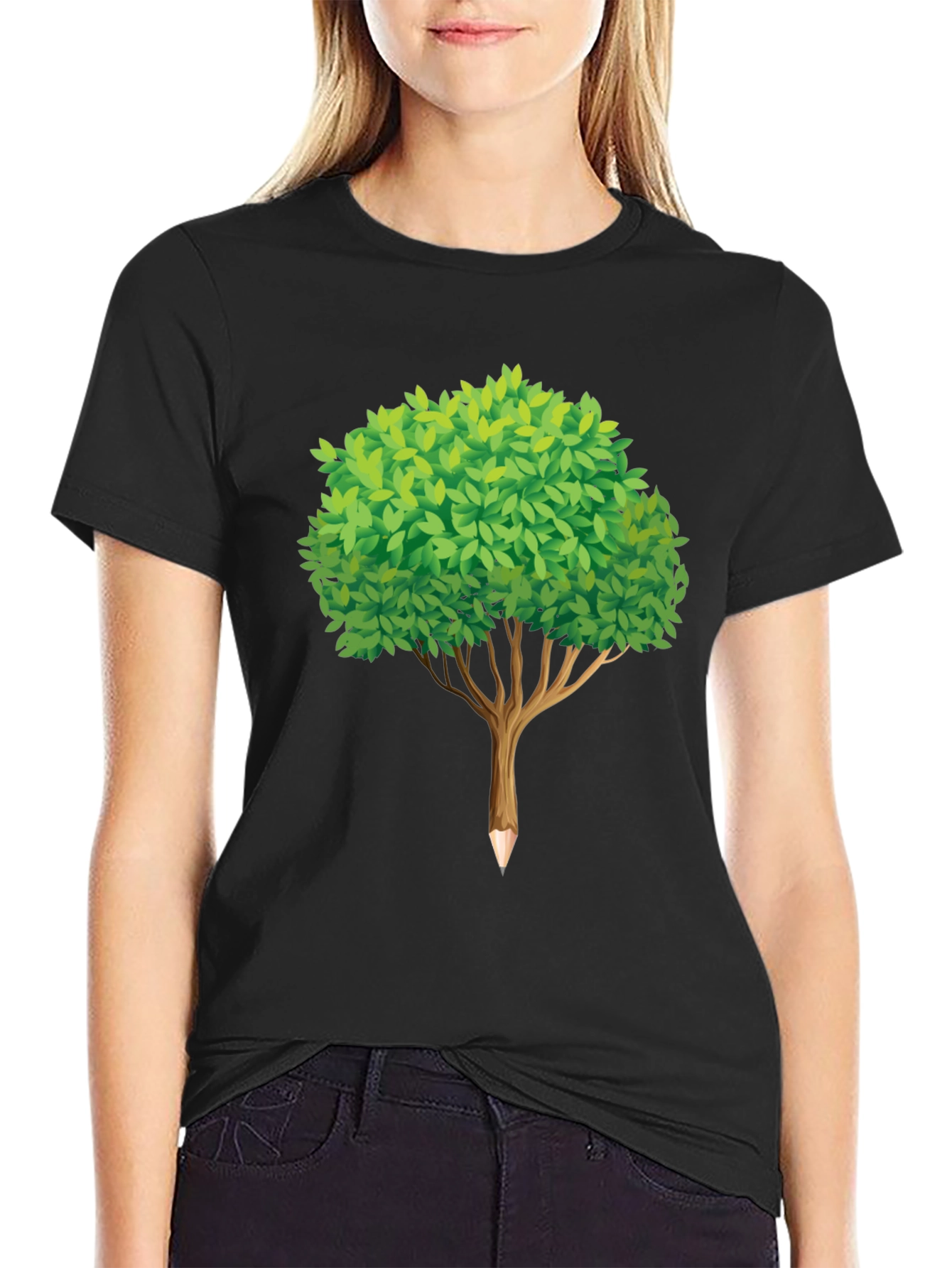 Tree Pencil Black T-Shirt