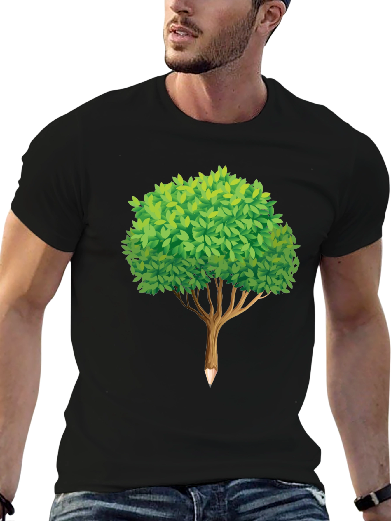 Tree Pencil Black T-Shirt